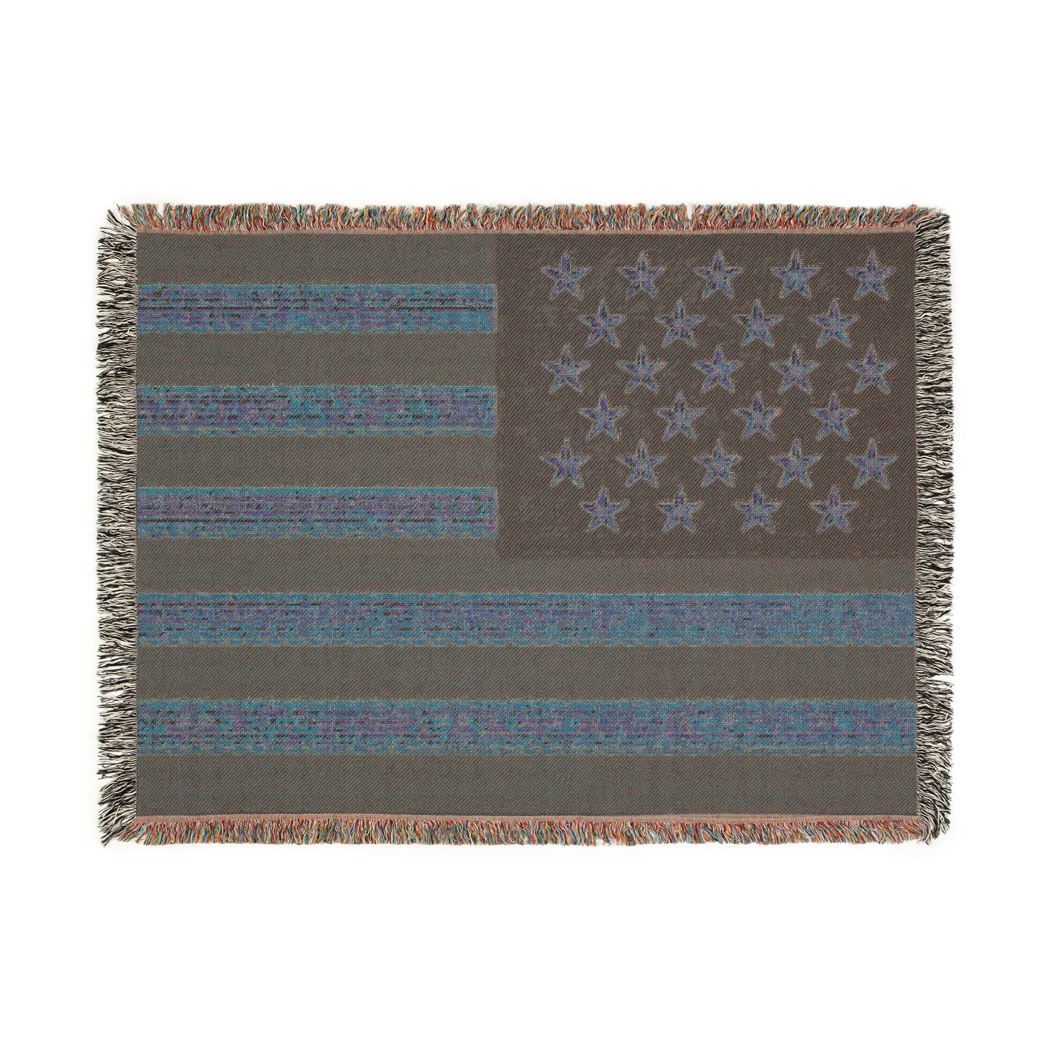 American Flag Woven Blanket — Rustic Patriotic Throw for Home, 4th of July & Veteran Gifts