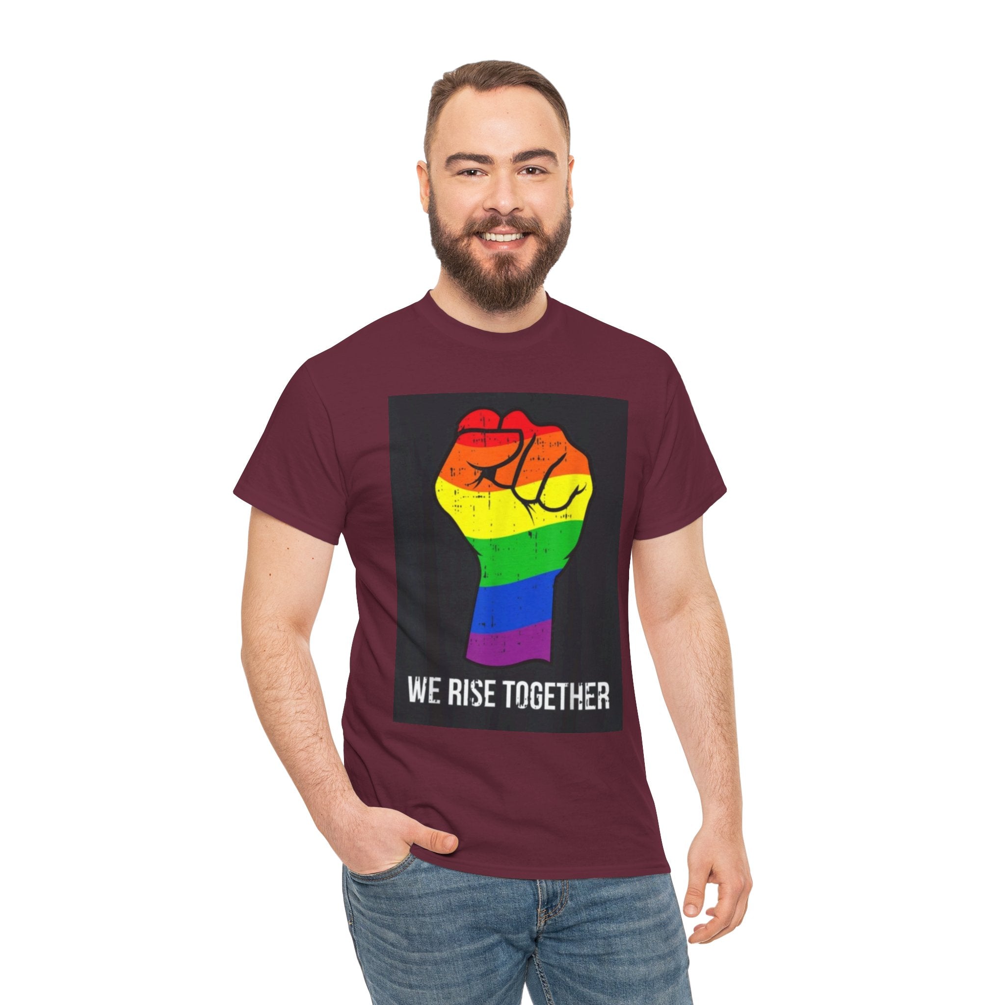 We Rise Together Rainbow Fist T-Shirt