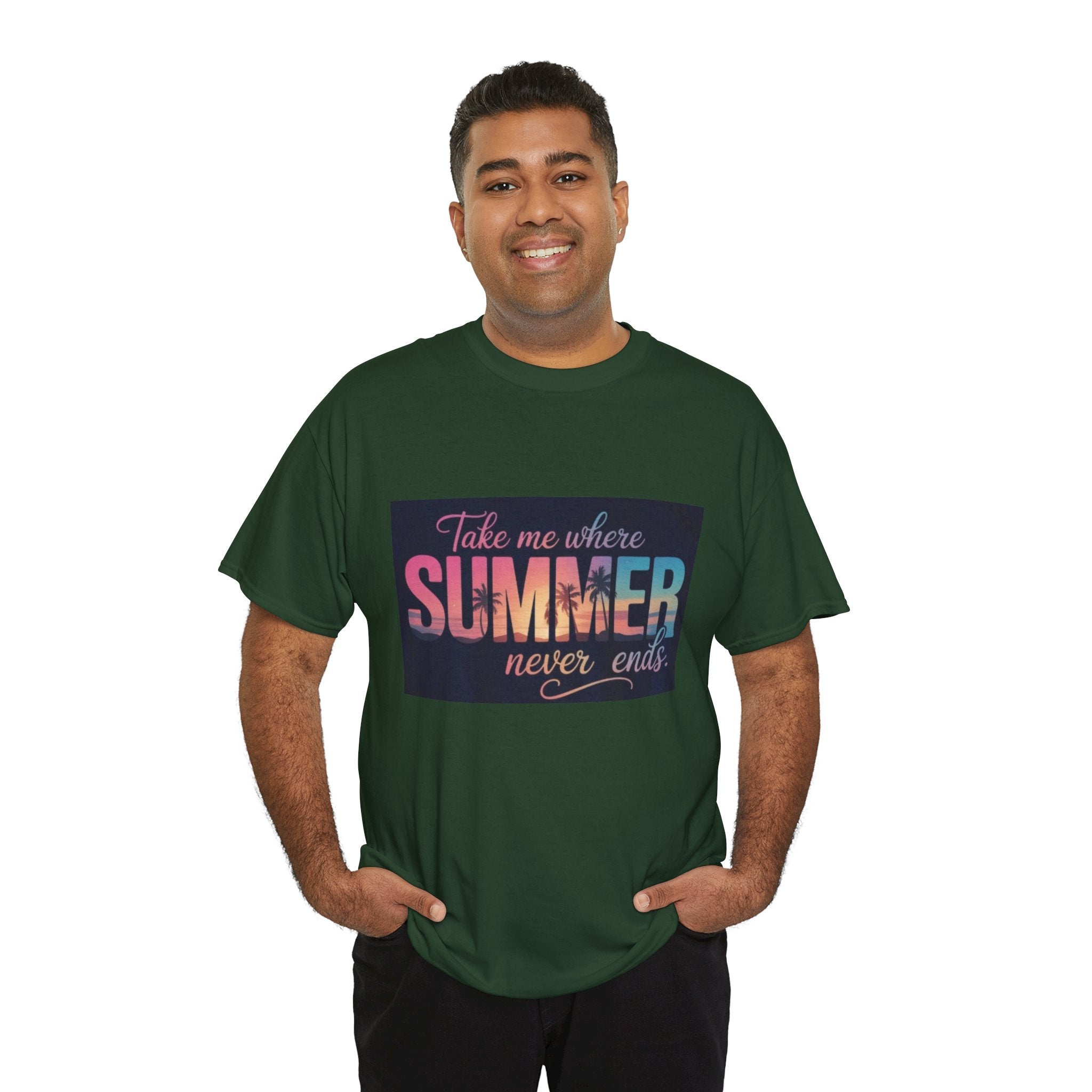 T-Shirt — "Take Me Where Summer Never Ends" Retro Beach Vibes
