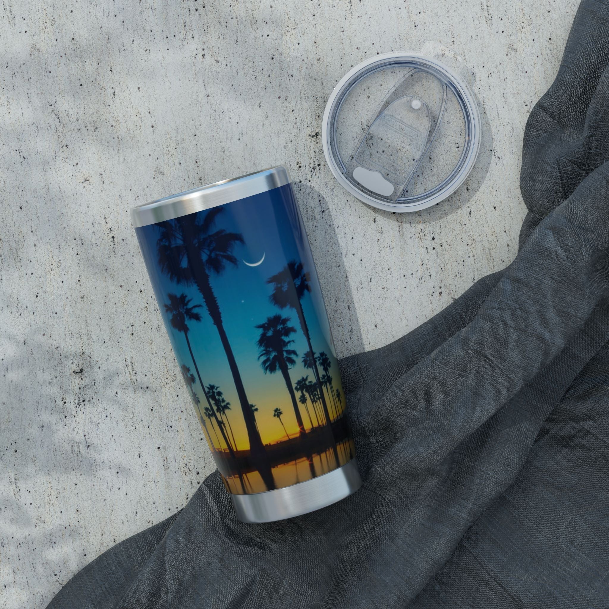 Sunset Palm Beach Tumbler — 20oz Insulated Travel Cup