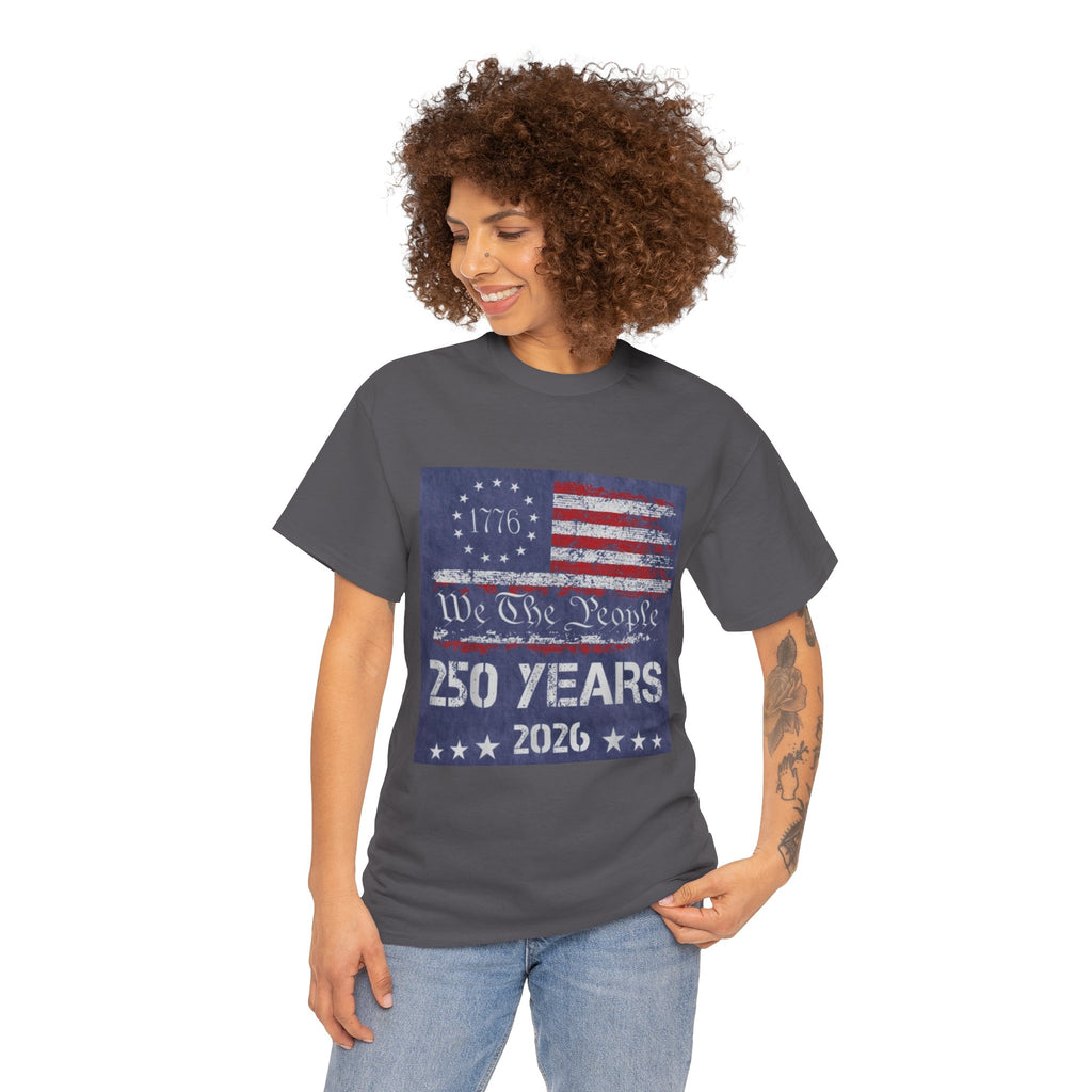 T-Shirt — Vintage 'We The People 250 Years 2026' Patriotic American Flag Tee