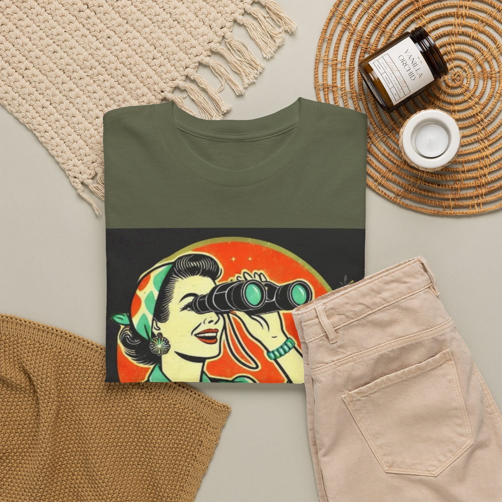 Graphic Tee — "Oh, Look! Nobody Gives a Shit" Retro Binoculars Design