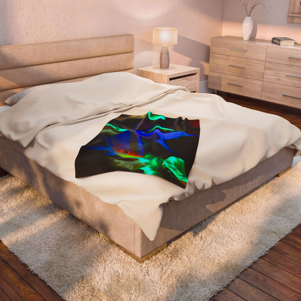 Tropical Fish Velveteen Plush Blanket — Vibrant Aquarium Throw for Ocean Lovers