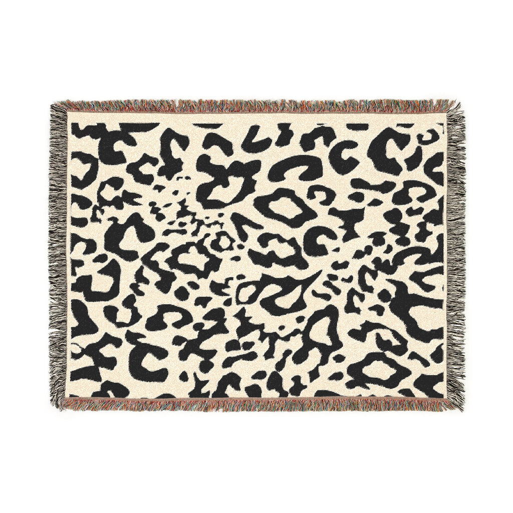 Leopard Print Woven Blanket — Cozy Fringe Throw for Living Room, Bedroom & Travel