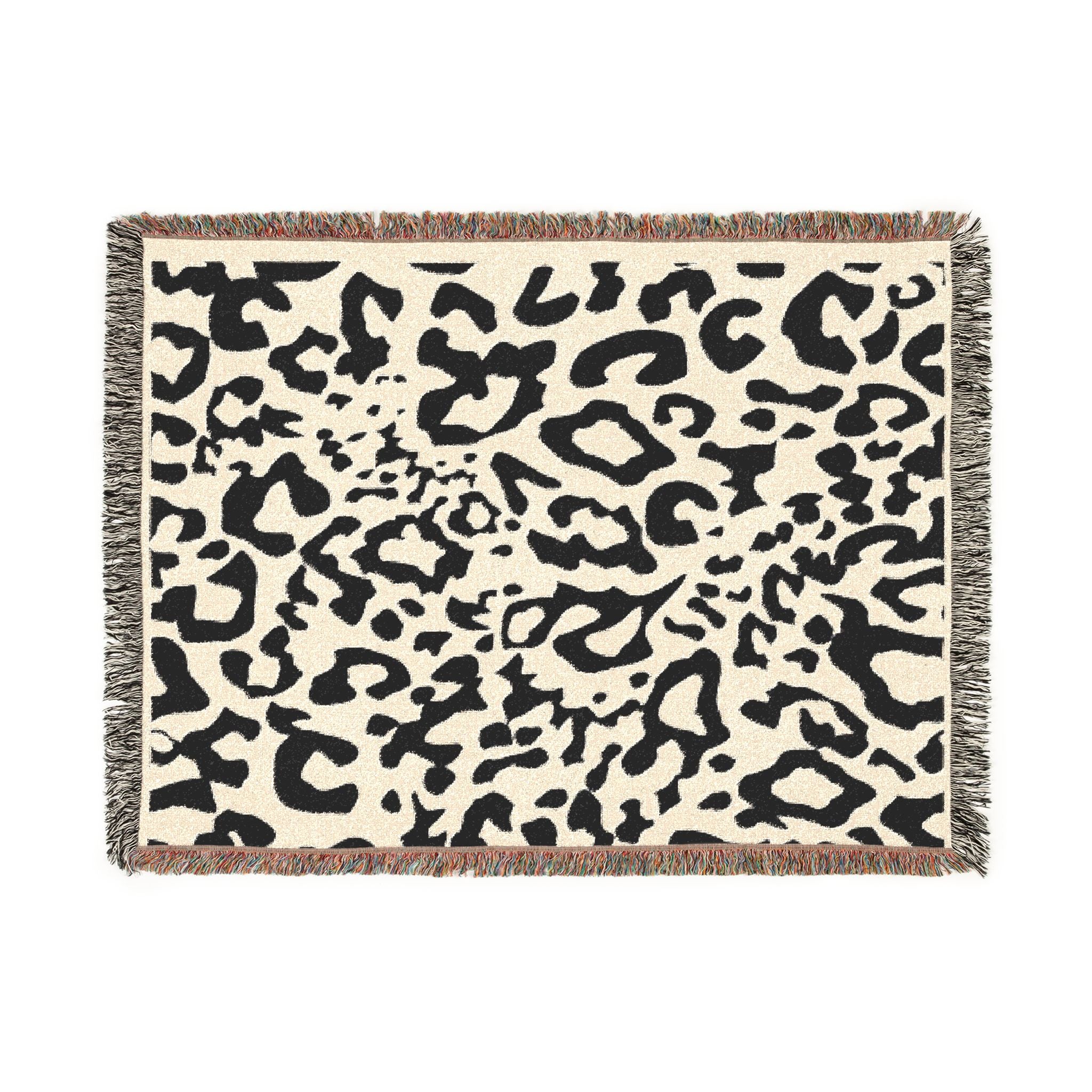 Leopard Print Woven Blanket — Cozy Fringe Throw for Living Room, Bedroom & Travel