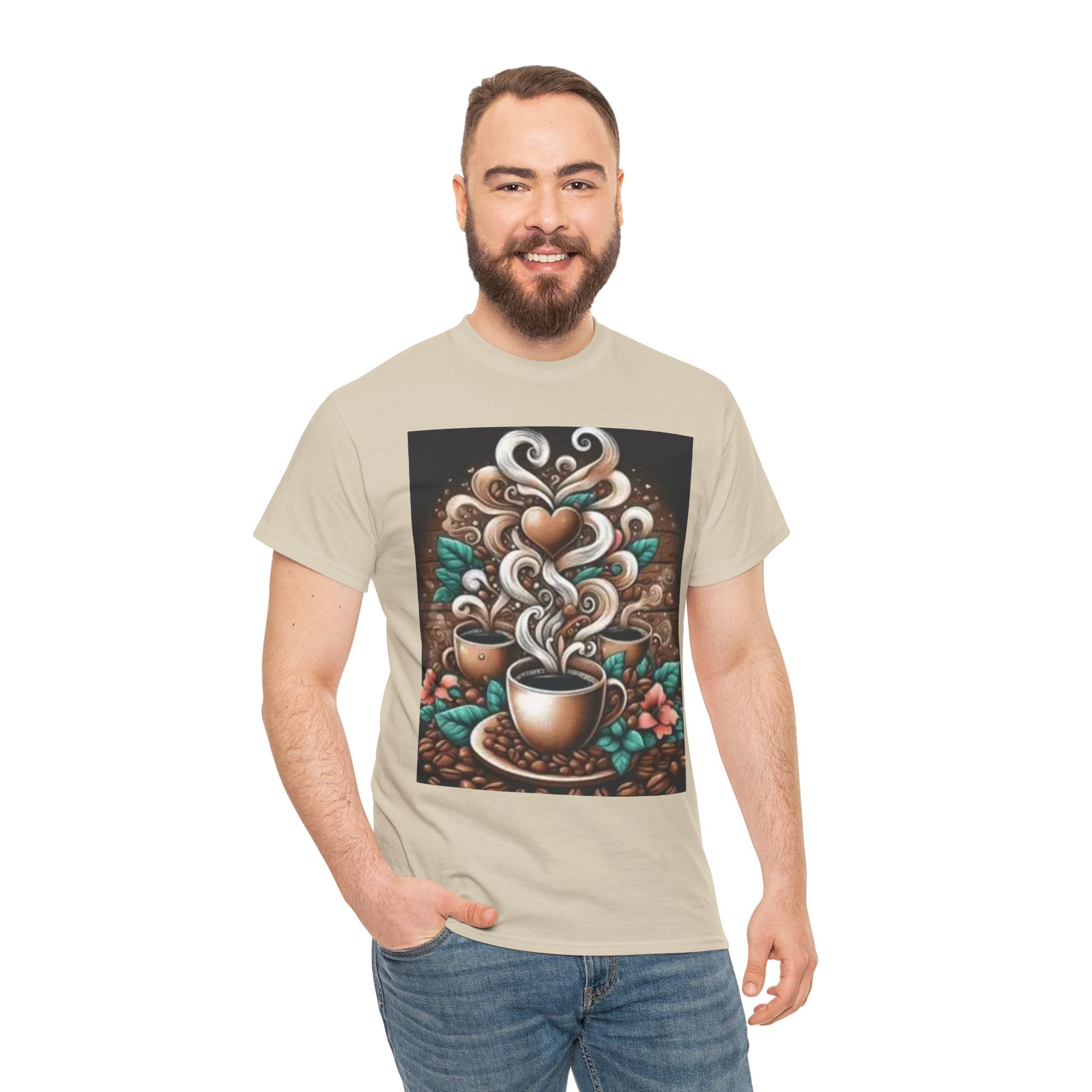 Coffee Cup T-Shirt — Whimsical Steaming Heart Coffee Design