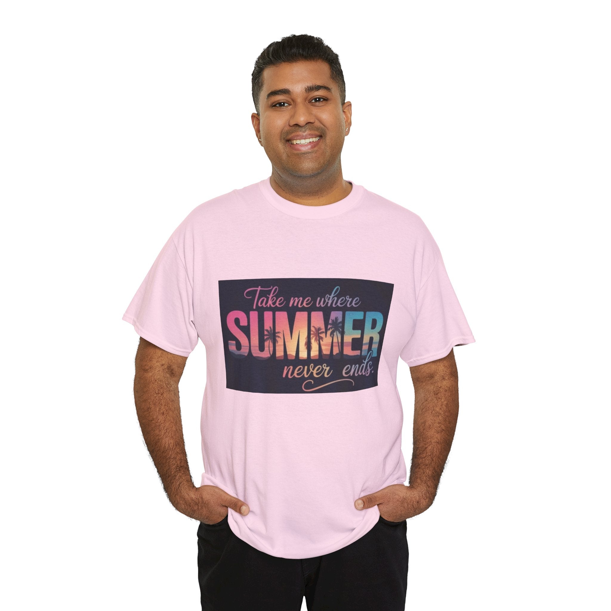 T-Shirt — "Take Me Where Summer Never Ends" Retro Beach Vibes
