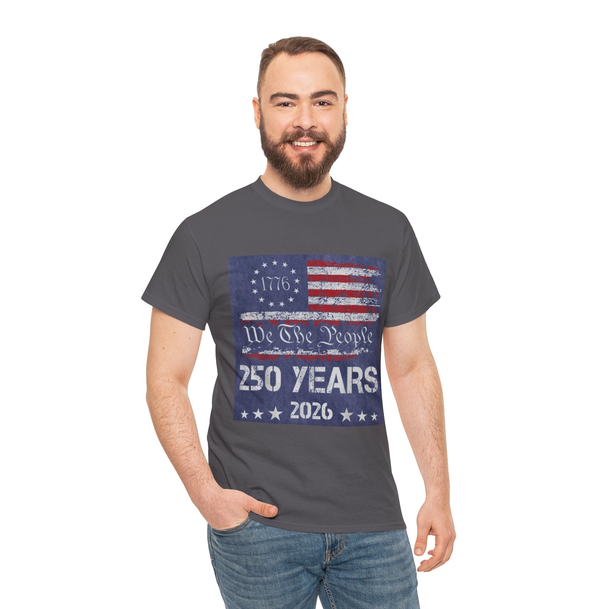 T-Shirt — Vintage 'We The People 250 Years 2026' Patriotic American Flag Tee