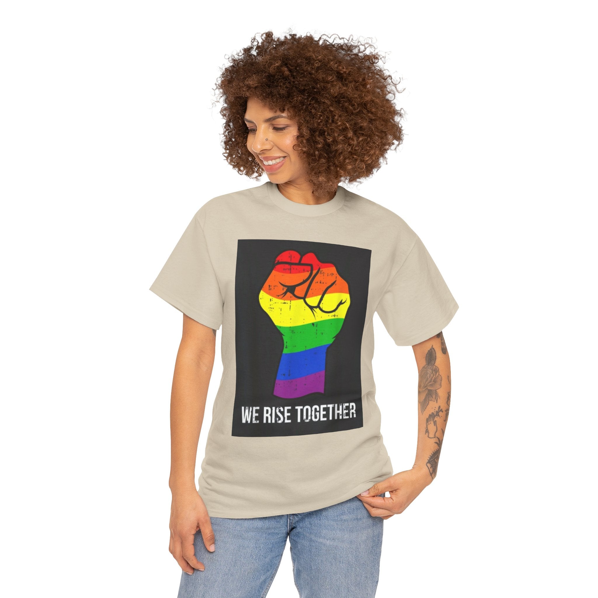 We Rise Together Rainbow Fist T-Shirt