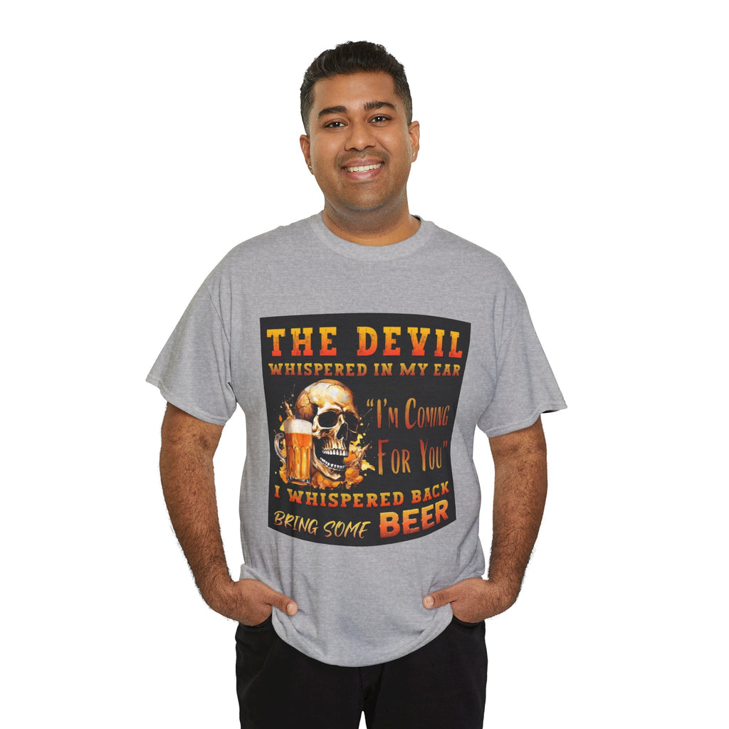 Devil Whispered T-Shirt — “I’m Coming For You” Skull Beer Graphic Tee