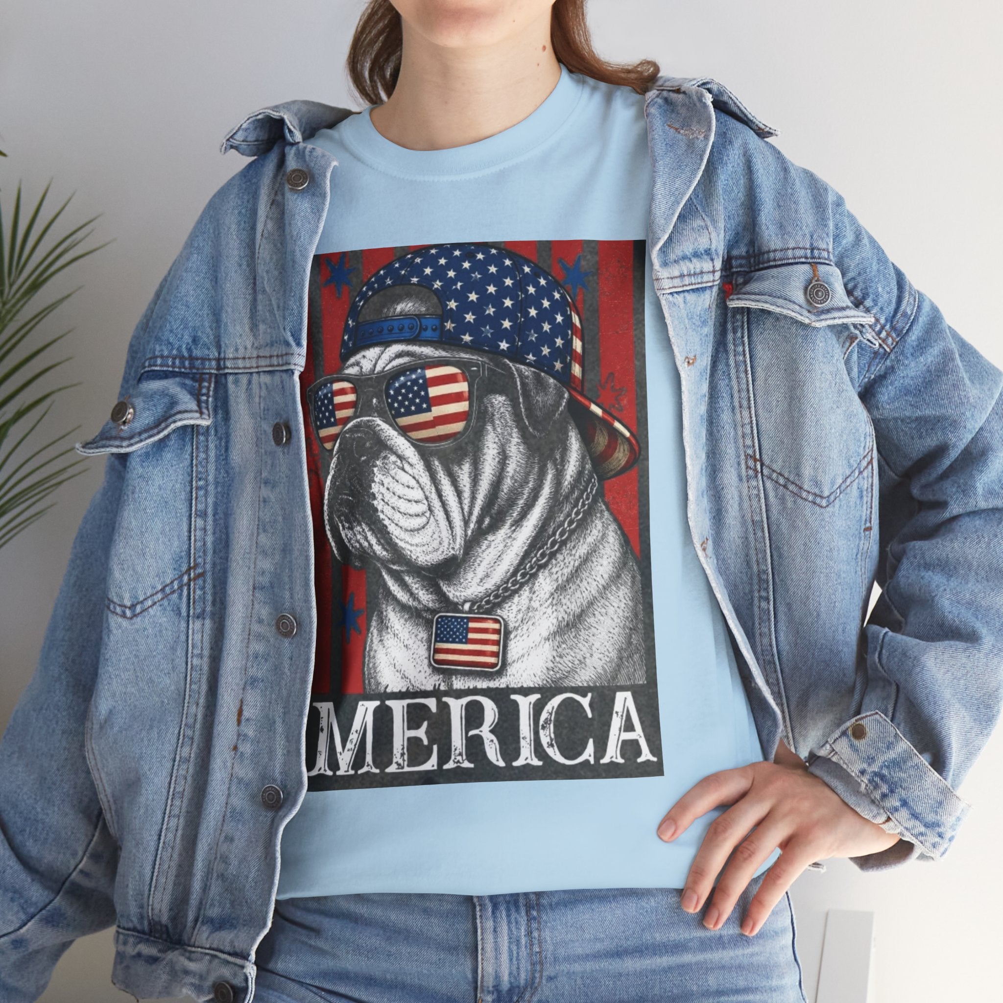 'Merica Bulldog T-Shirt — Patriotic American Flag Tee for Fourth of July