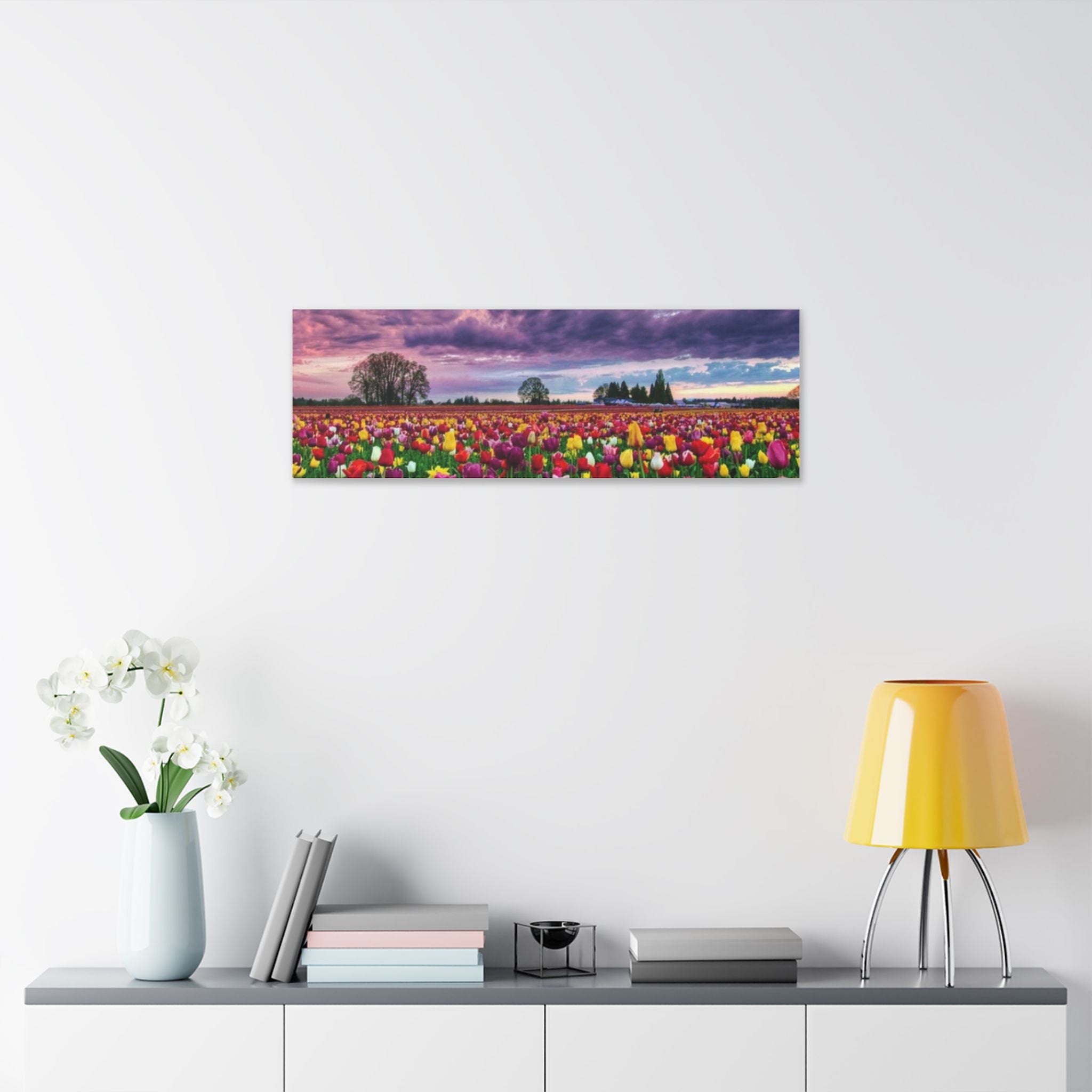 Tulip Field Sunset Canvas Print