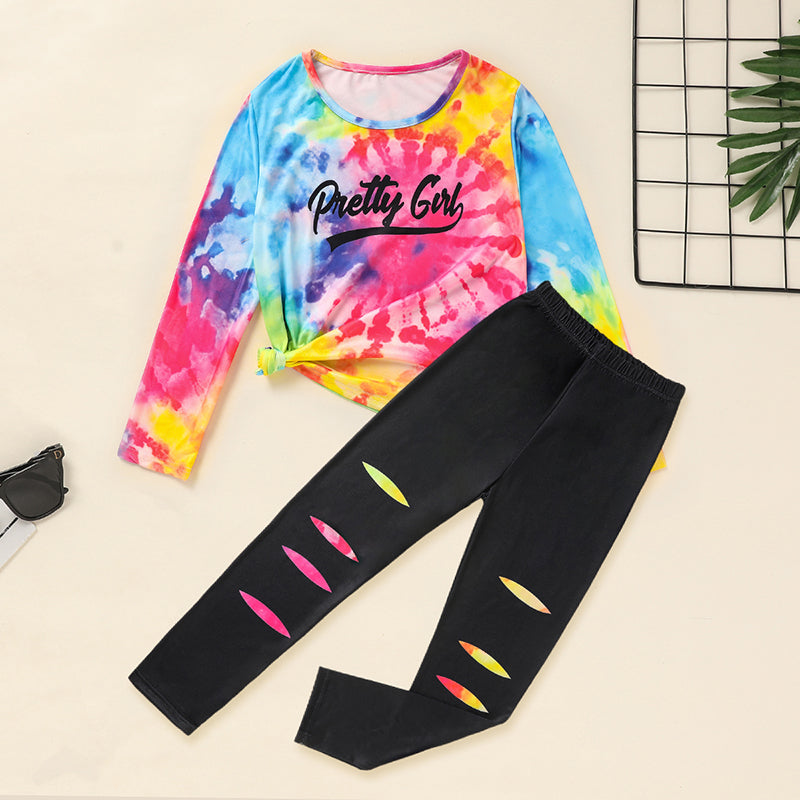 Toddler Girls' Spring Fall Outfit Set Pretty Girl Letter Print Long Sleeve Pullover Top & Matching Pants