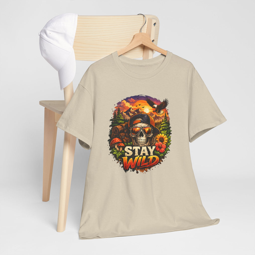 Stay Wild Skull Tee — Vintage Sunset Skull & Sunflower Graphic T-Shirt