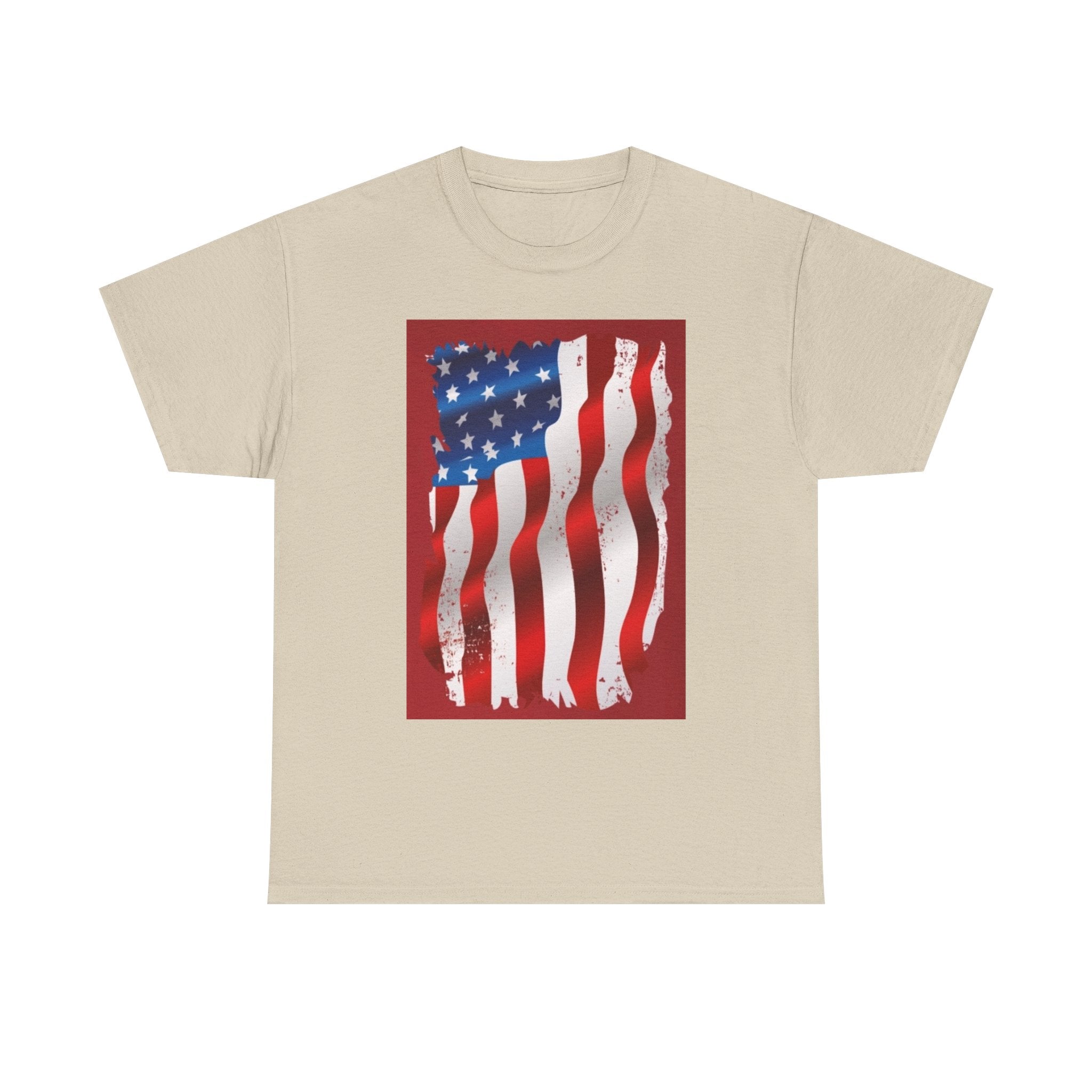 American Flag Graphic Tee — Distressed Wavy Stars & Stripes