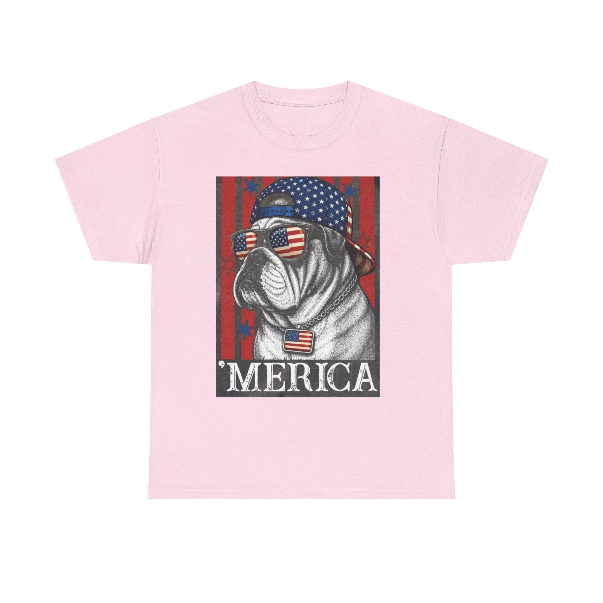 'Merica Bulldog T-Shirt — Patriotic American Flag Tee for Fourth of July