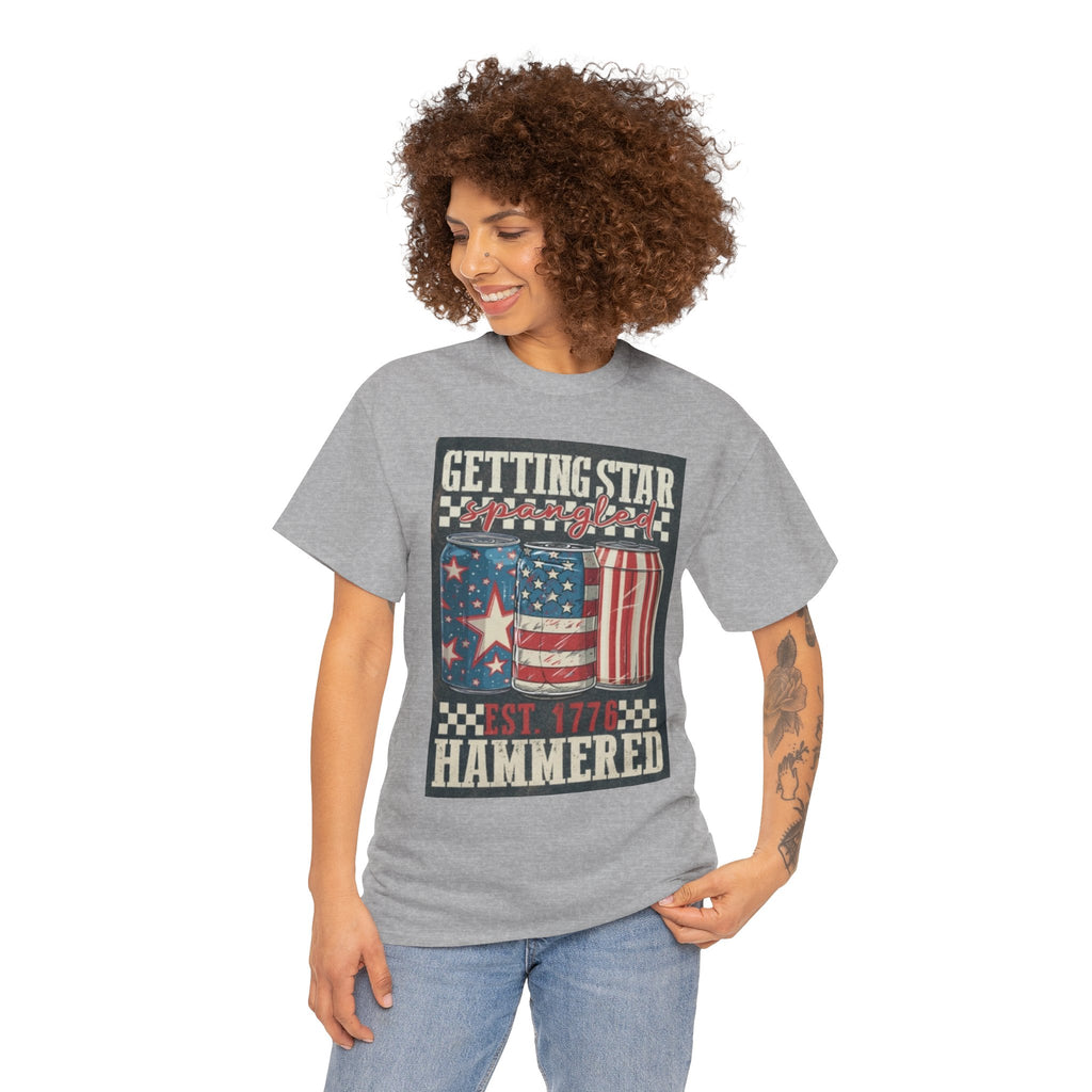 Getting Star Hammered Tee — Patriotic 4th of July Beer Can T-Shirt (Est. 1776)