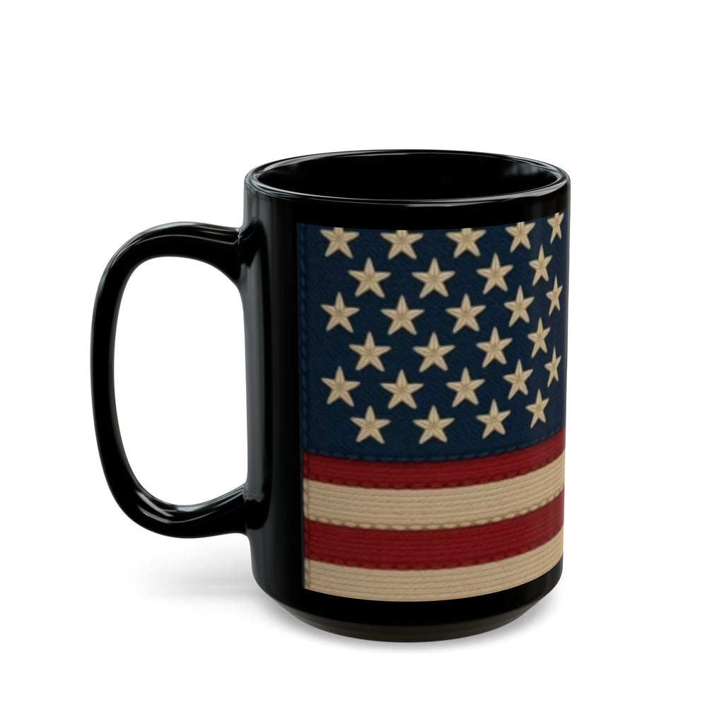 American Flag Vintage Black Mug — Patriotic Stars & Stripes Coffee Cup (11oz/15oz)
