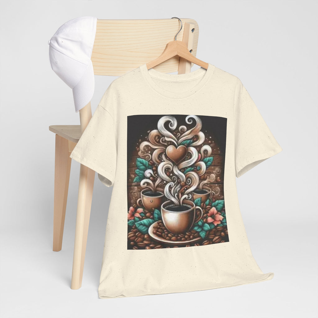 Coffee Cup T-Shirt — Whimsical Steaming Heart Coffee Design