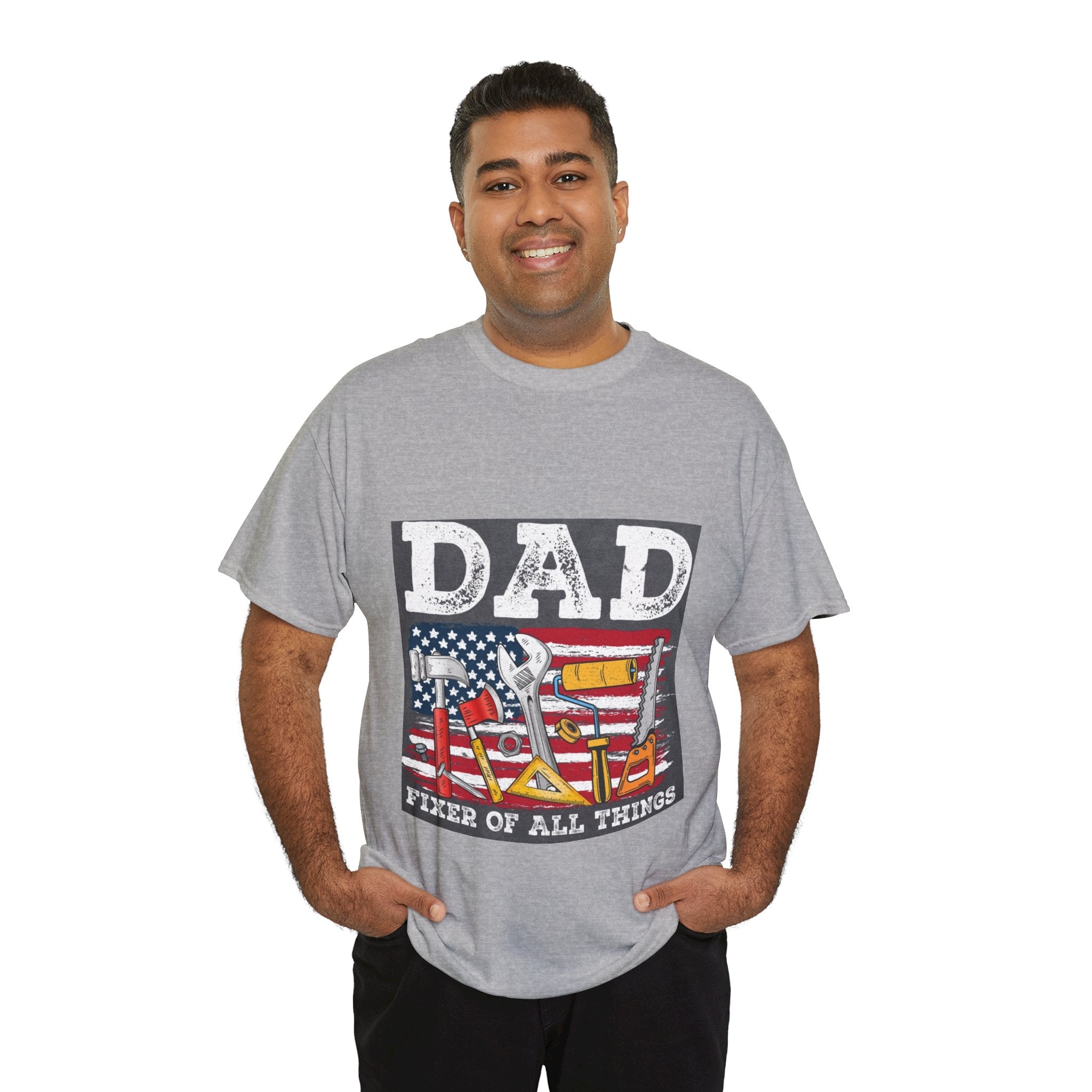 Dad Fixer Of All Things T-Shirt — American Flag Tool Graphic Tee for Fathers