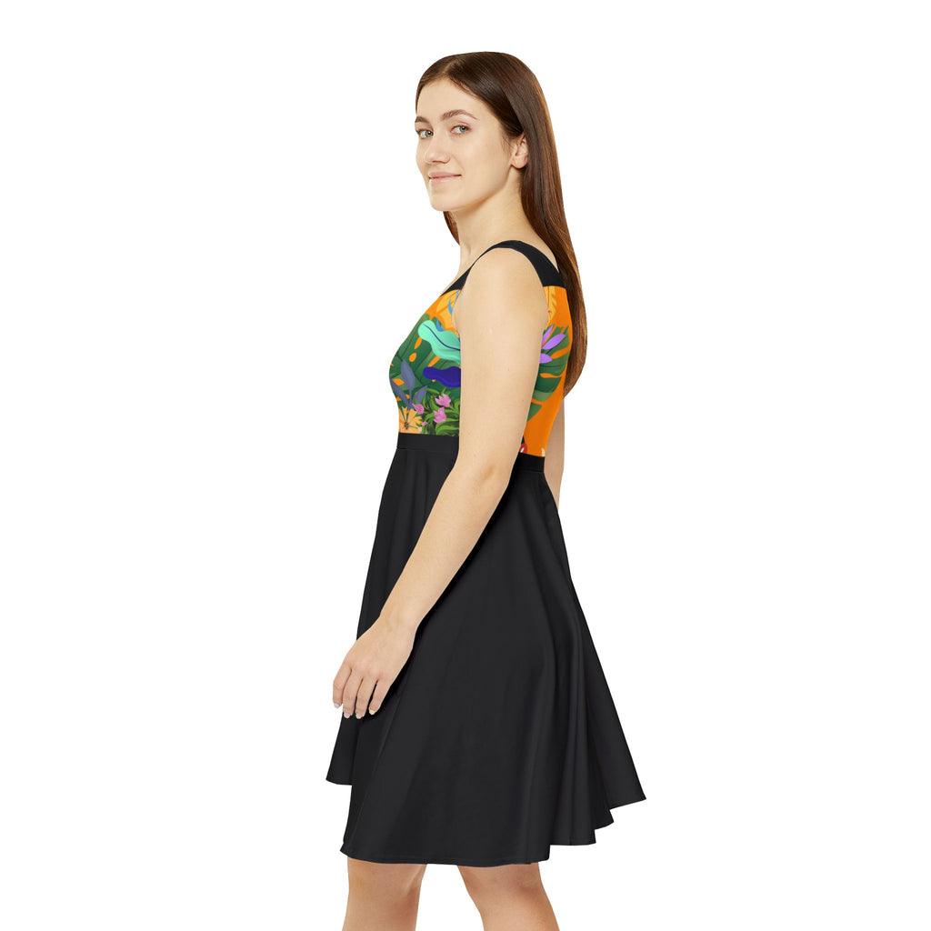 Tropical Floral Skater Dress — Colorful Botanic Print