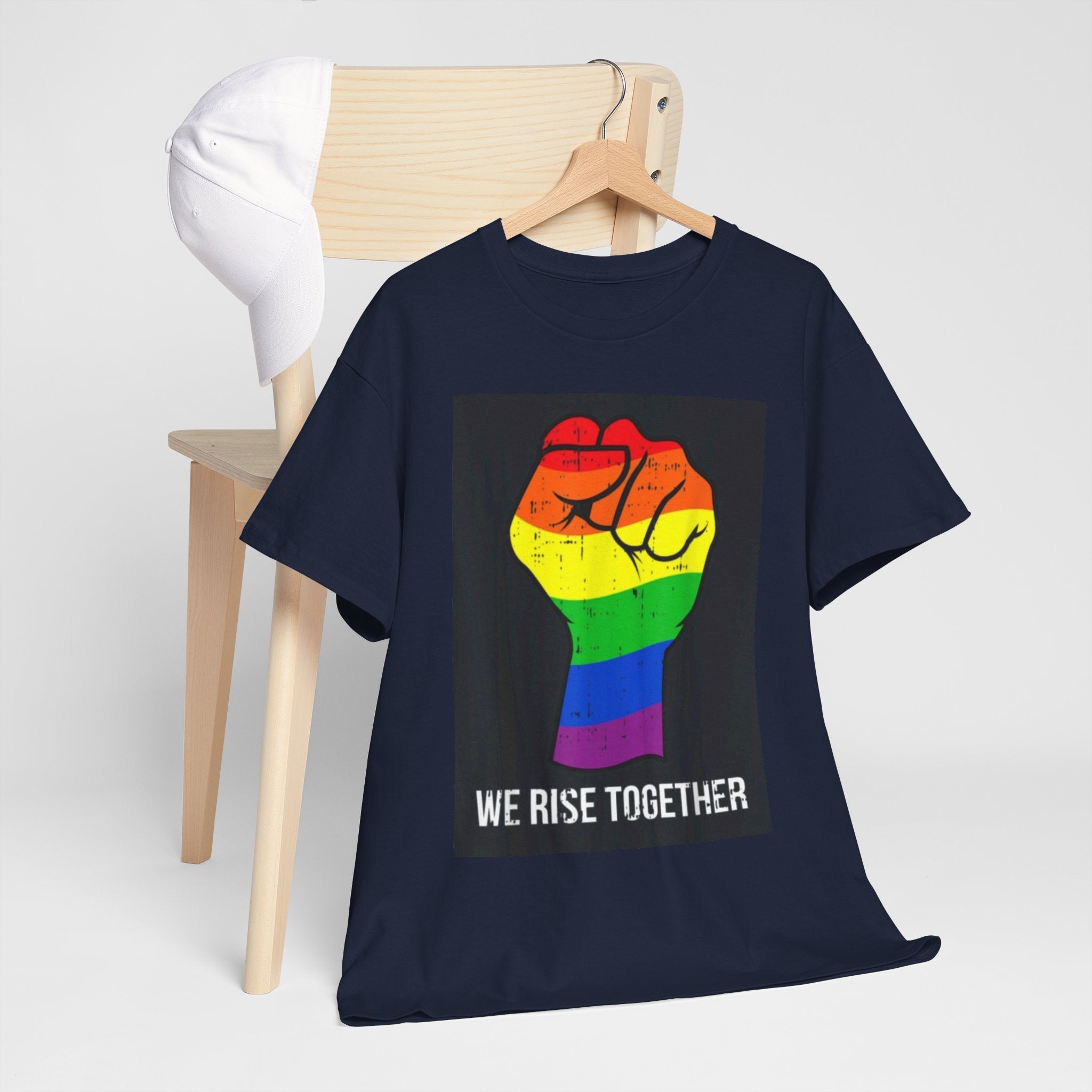 We Rise Together Rainbow Fist T-Shirt