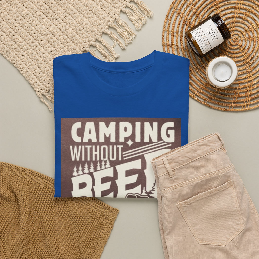 Camping Beer T-Shirt — "Camping Without Beer Is Just Sitting in the Woods" Outdoor Campfire Tee