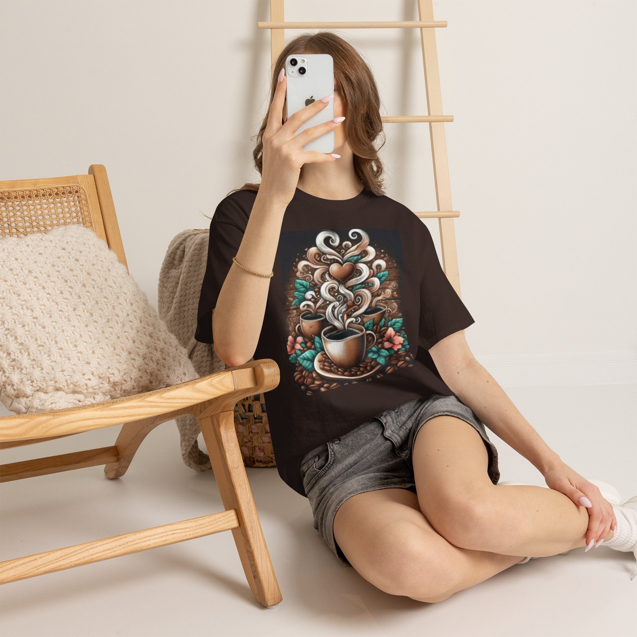 Coffee Cup T-Shirt — Whimsical Steaming Heart Coffee Design