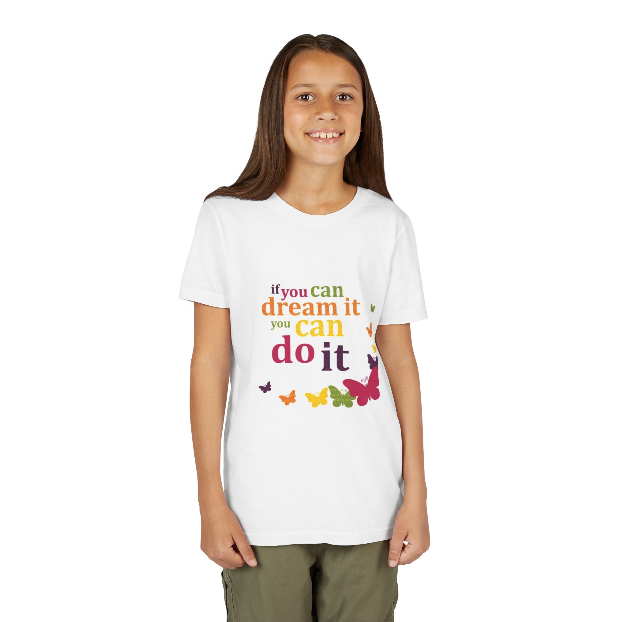 Youth Tee – "If You Can Dream It You Can Do It" Colorful Butterfly Inspirational Shirt