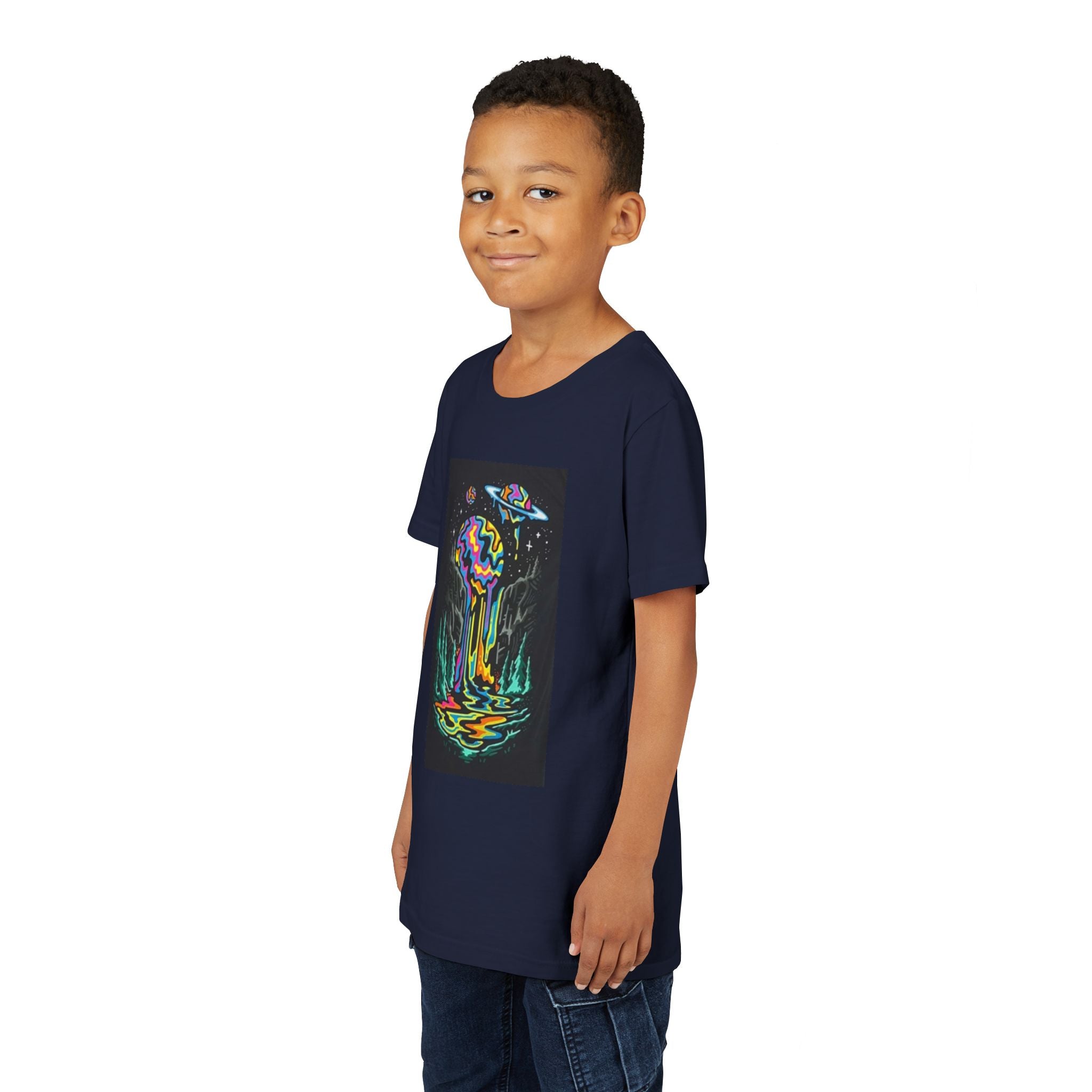 Youth Tee — Neon Drip Planet Space Graphic