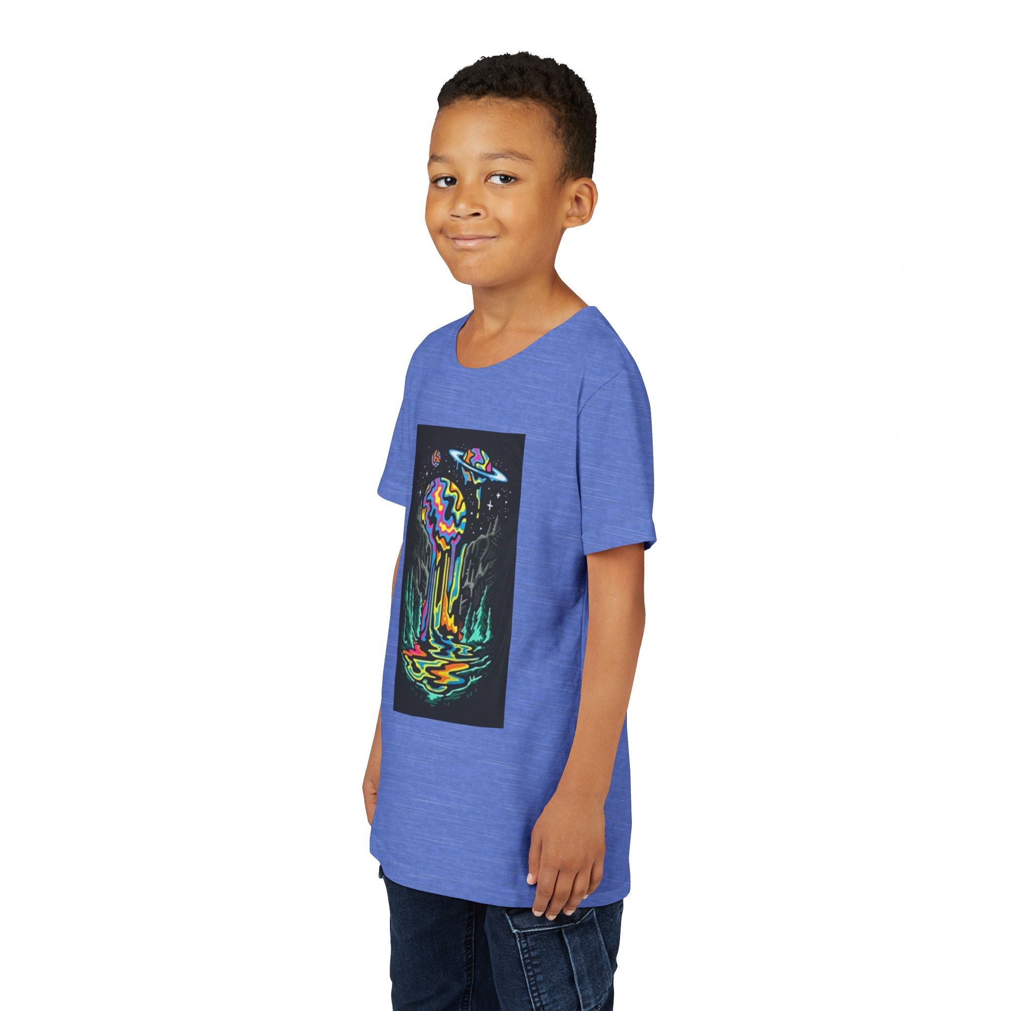 Youth Tee — Neon Drip Planet Space Graphic
