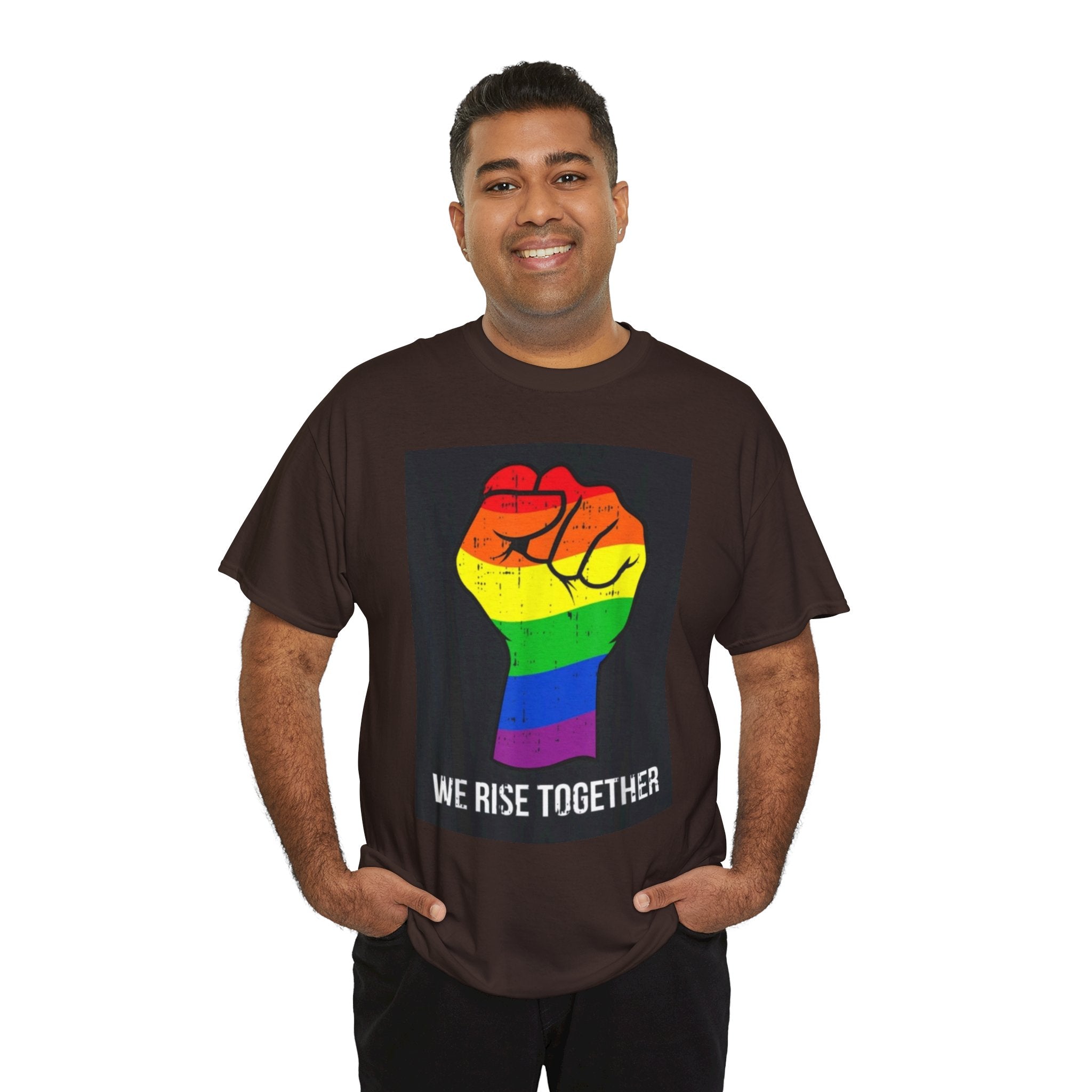 We Rise Together Rainbow Fist T-Shirt