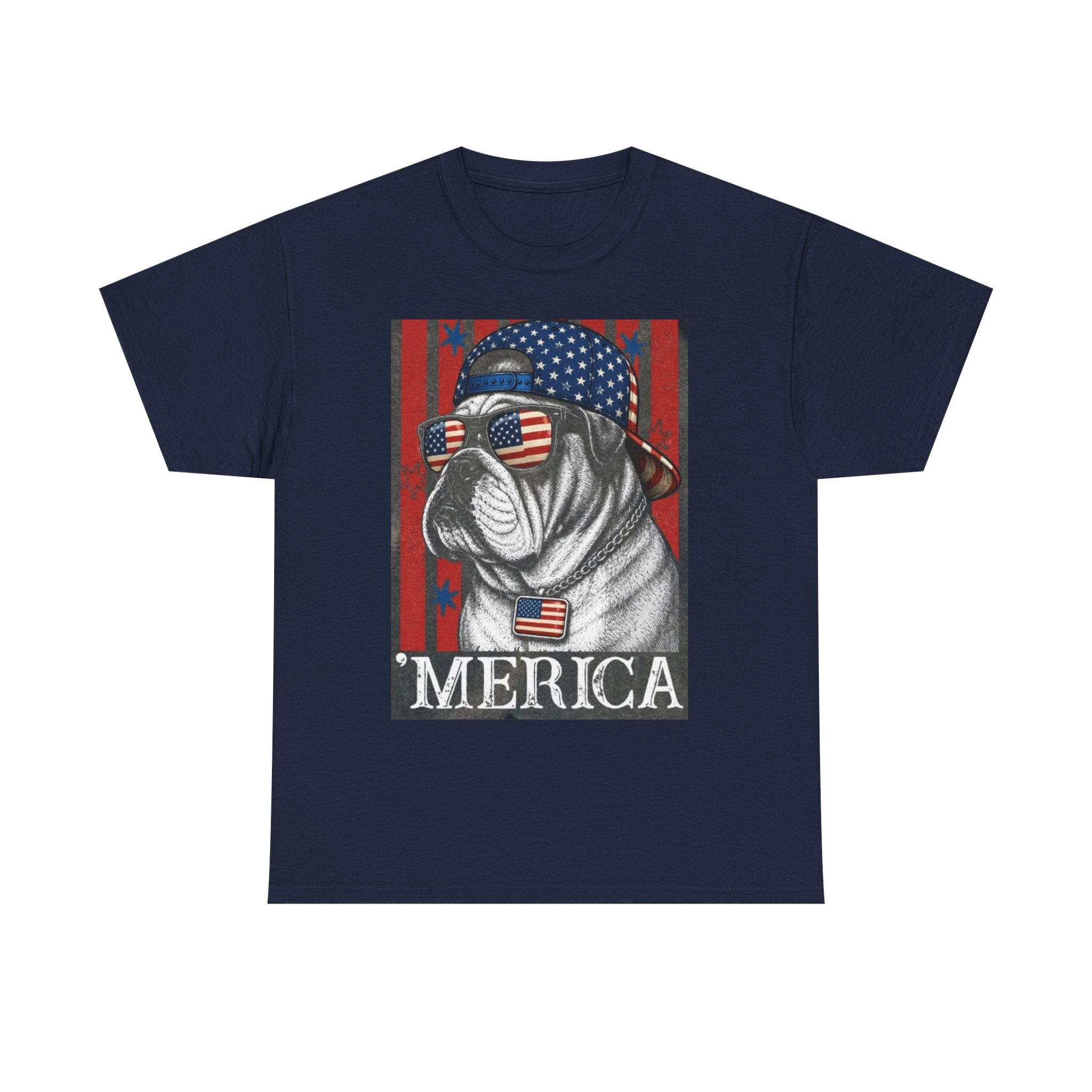 'Merica Bulldog T-Shirt — Patriotic American Flag Tee for Fourth of July
