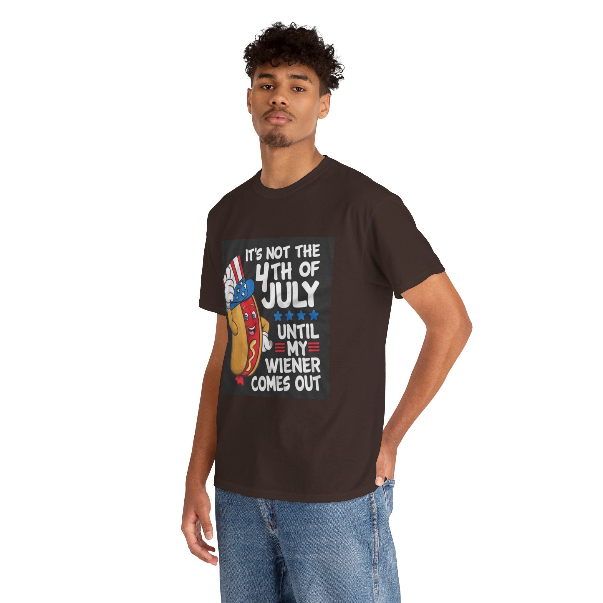 4th of July Funny Hot Dog T-Shirt — "It's Not the 4th of July Until My Wiener Comes Out"