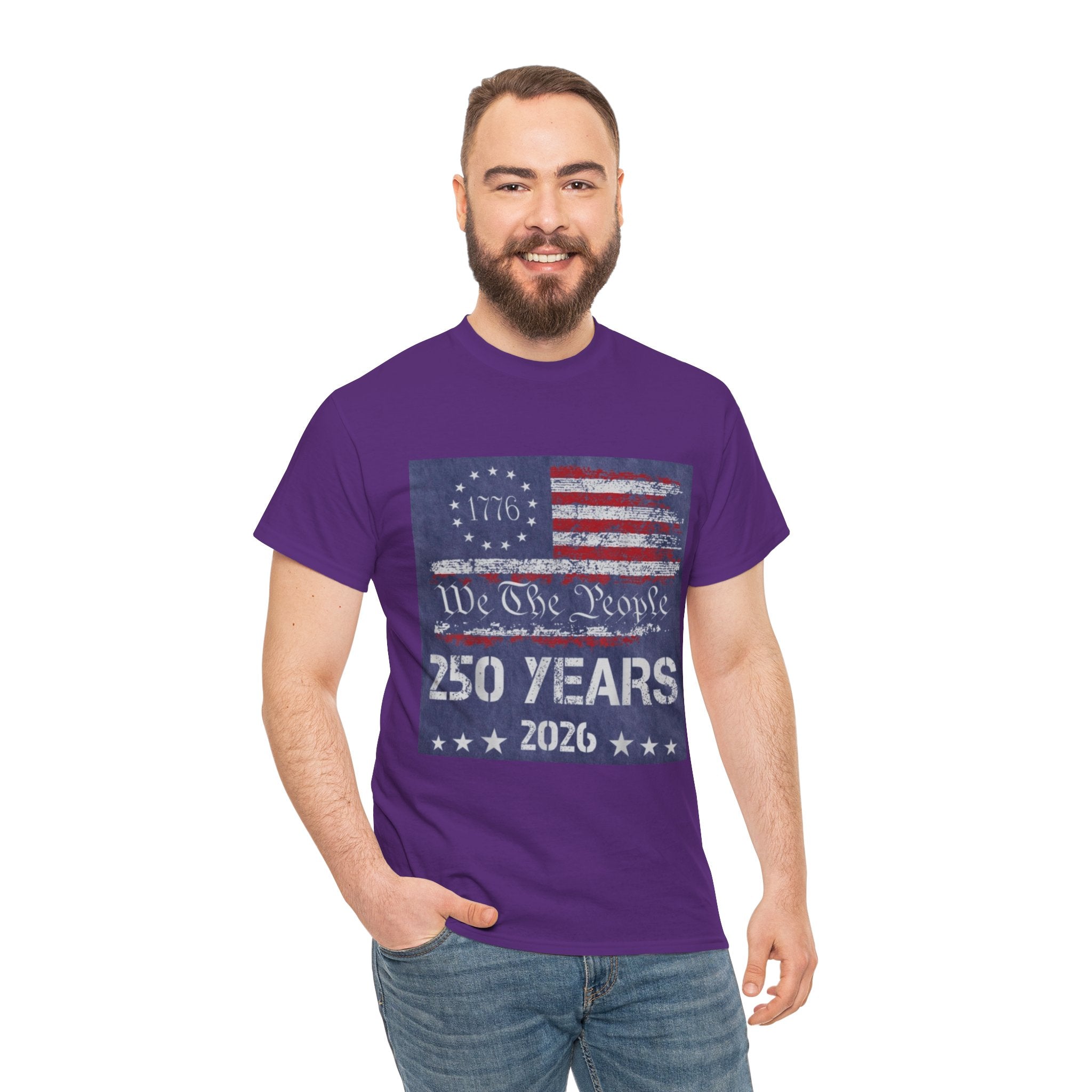 T-Shirt — Vintage 'We The People 250 Years 2026' Patriotic American Flag Tee