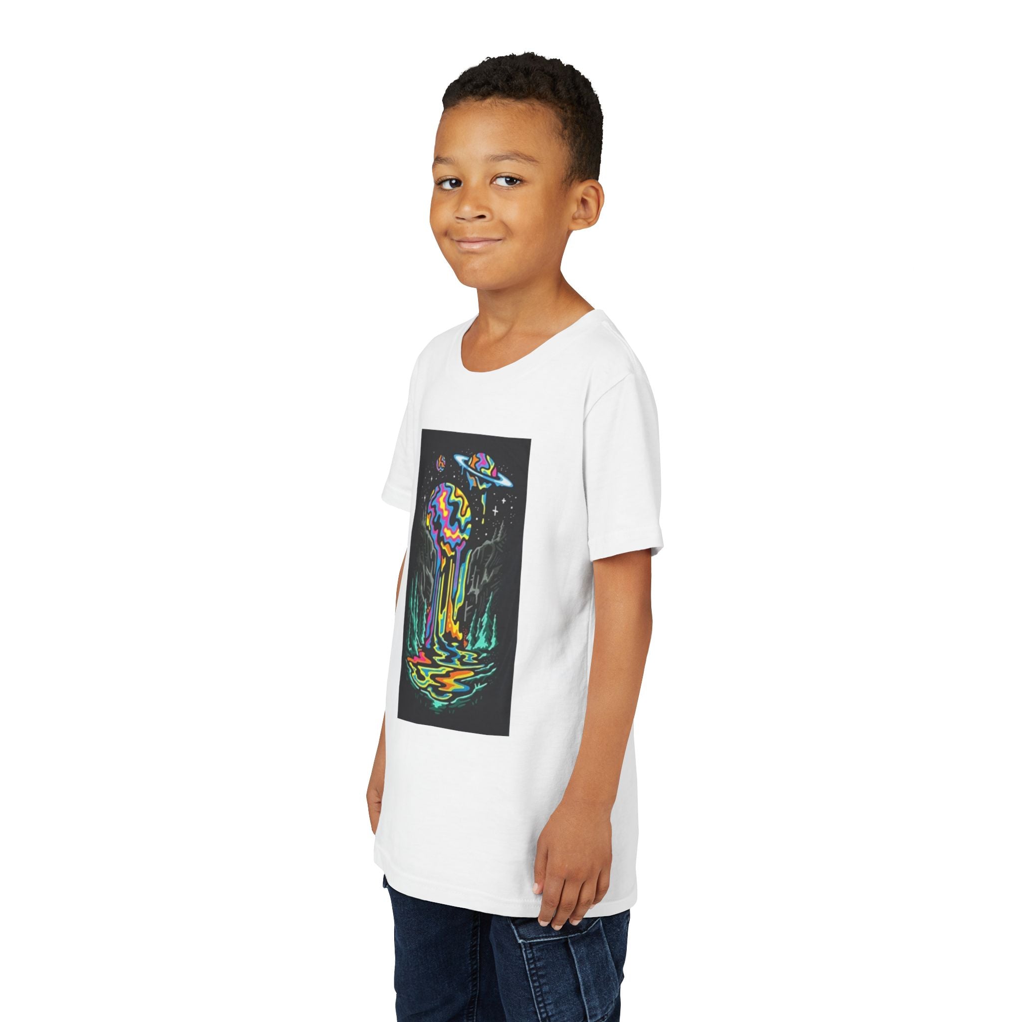 Youth Tee — Neon Drip Planet Space Graphic