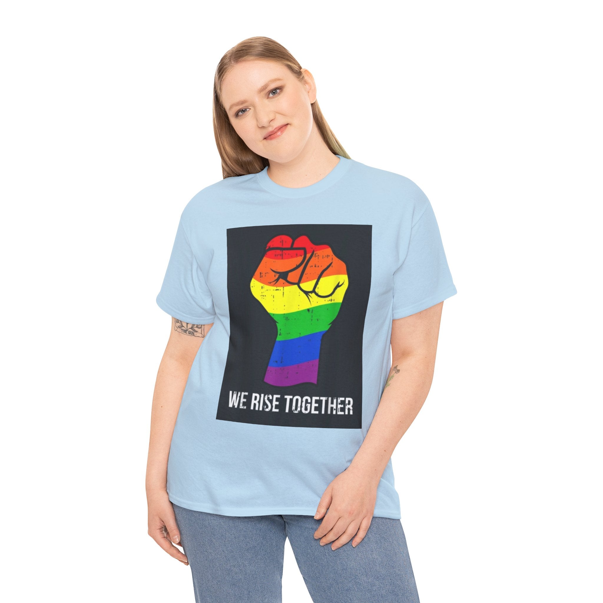 We Rise Together Rainbow Fist T-Shirt