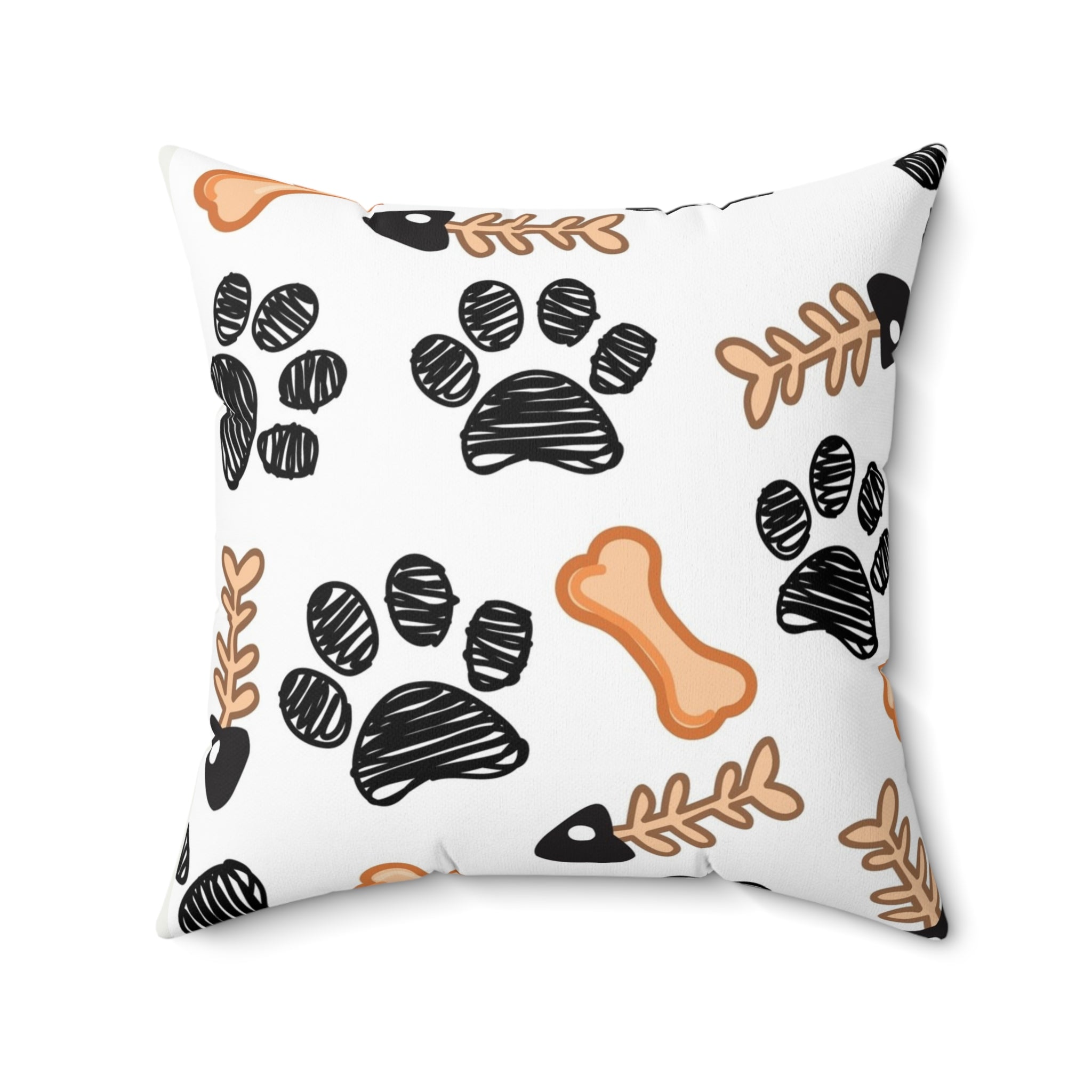 Dog Paw & Bones Decorative Throw Pillow — Pet Lover