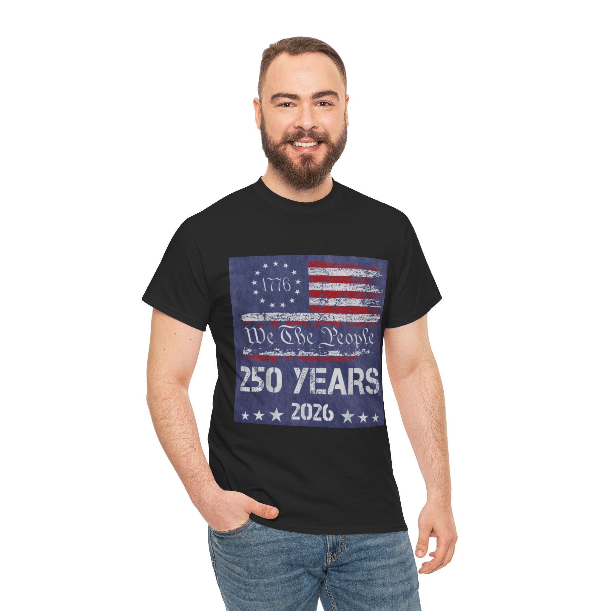 T-Shirt — Vintage 'We The People 250 Years 2026' Patriotic American Flag Tee