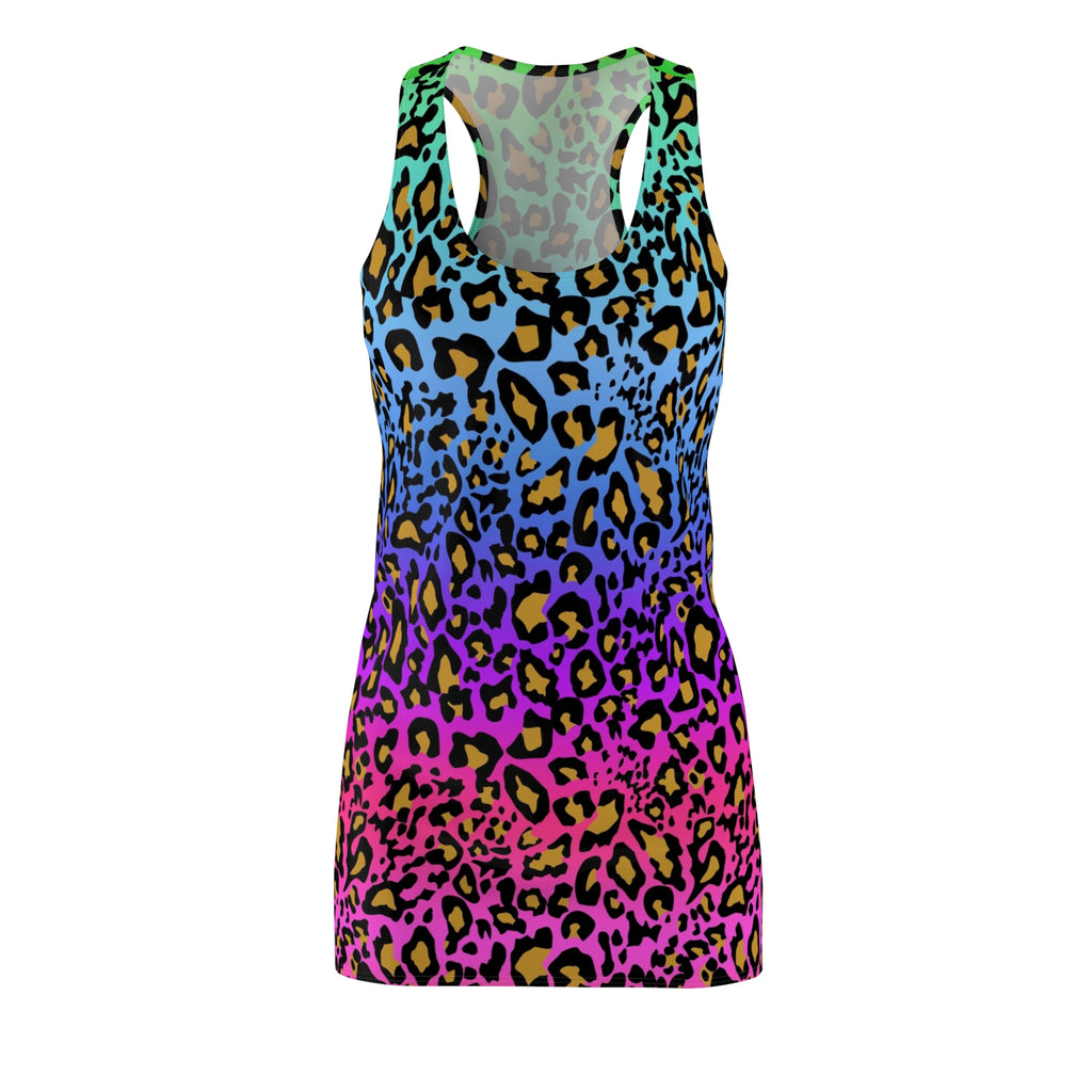 Rainbow Leopard Racerback Dress – Vibrant Ombre Animal Print