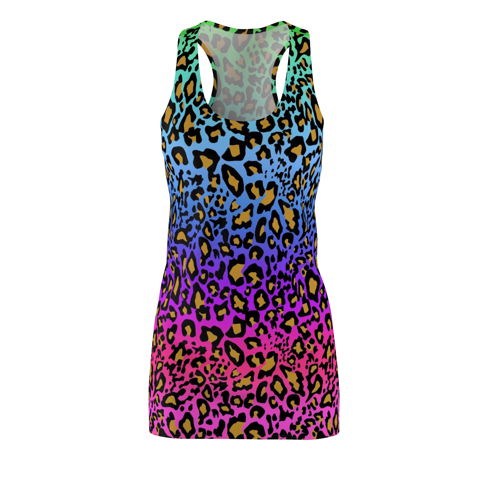 Rainbow Leopard Racerback Dress – Vibrant Ombre Animal Print