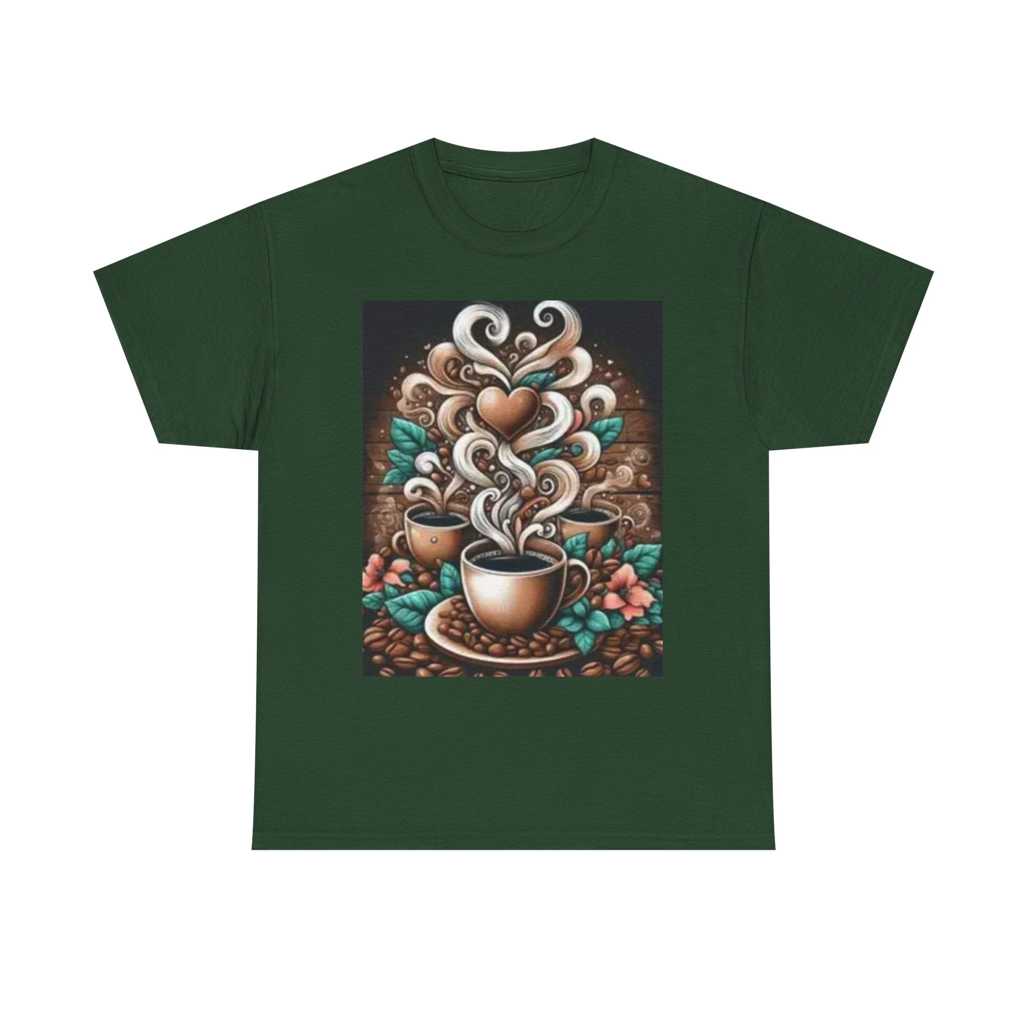 Coffee Cup T-Shirt — Whimsical Steaming Heart Coffee Design
