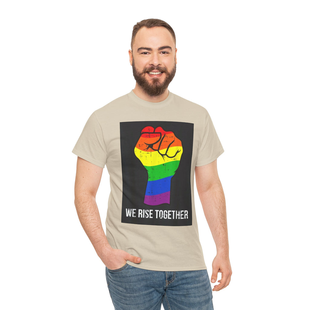 We Rise Together Rainbow Fist T-Shirt