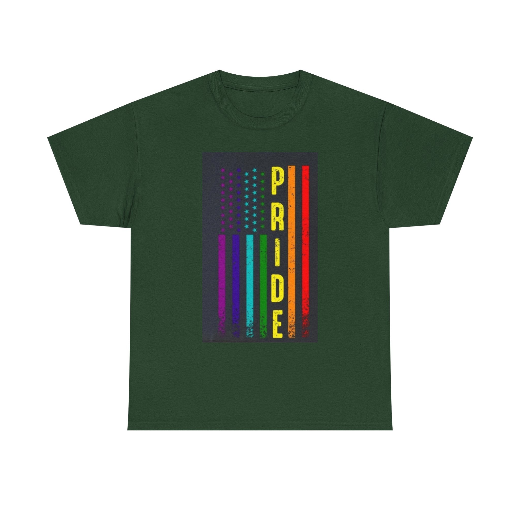 Pride Rainbow Flag Tee — Vertical "PRIDE" Graphic T-Shirt