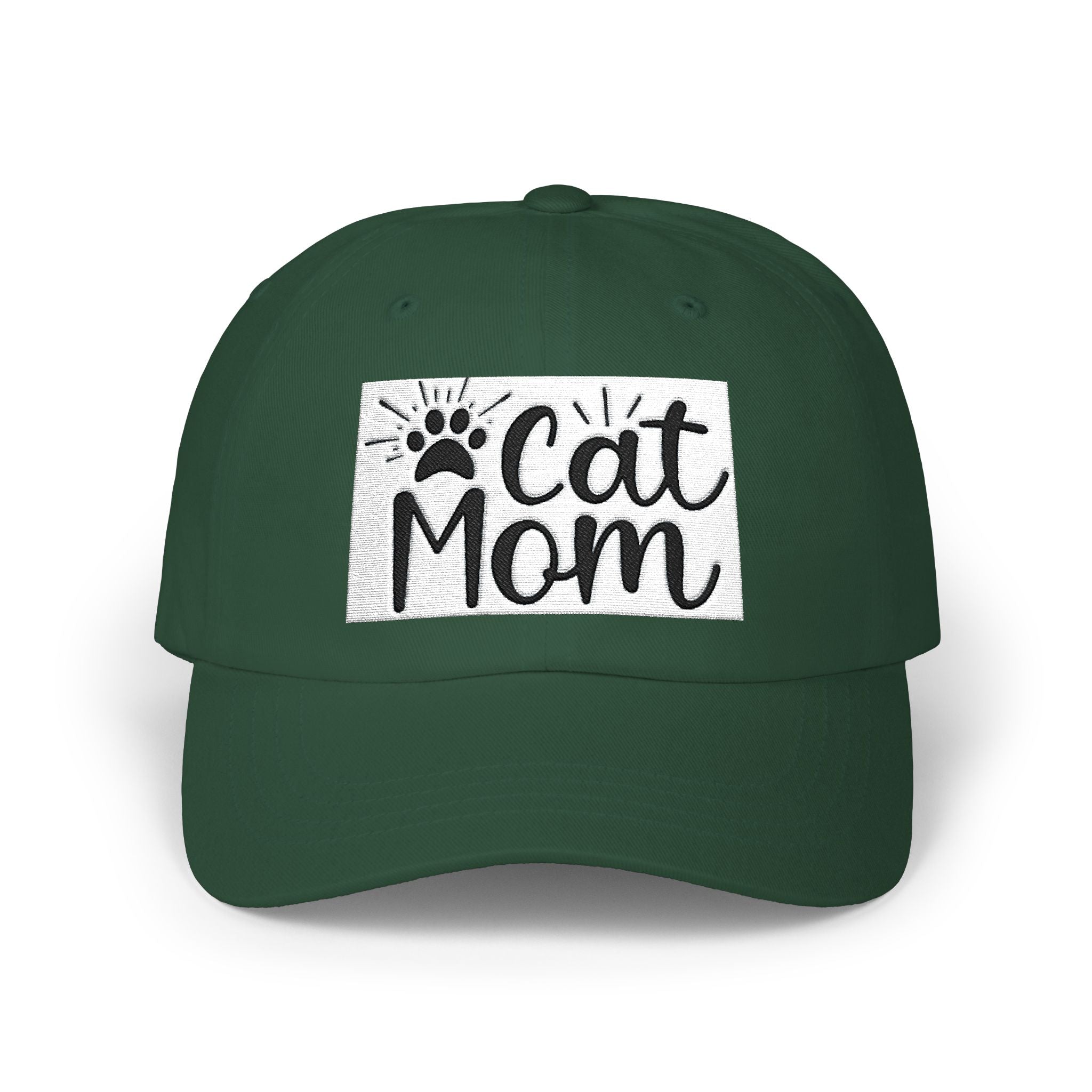 Cat Mom Dad Cap – White Embroidered Cat Mom Baseball Hat