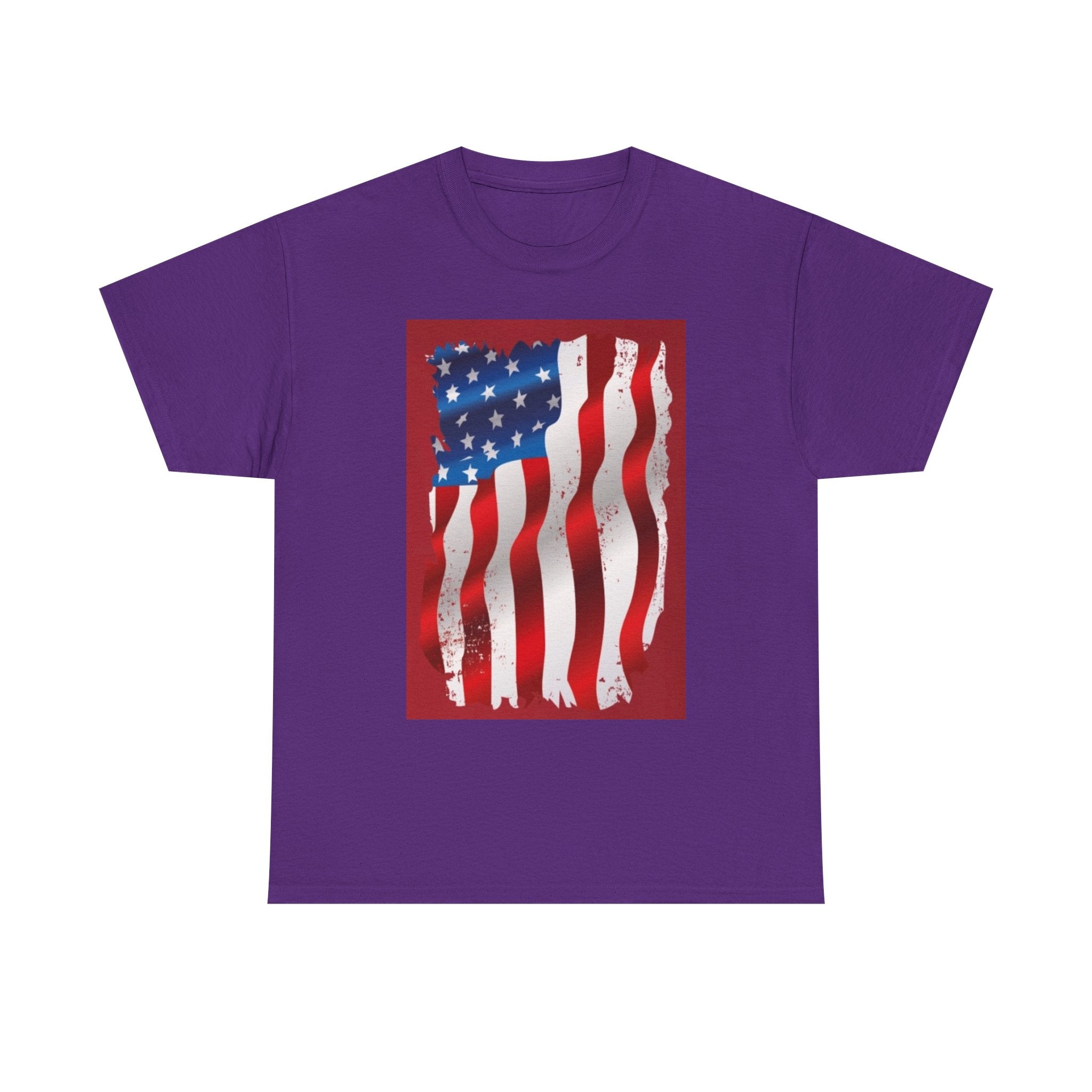 American Flag Graphic Tee — Distressed Wavy Stars & Stripes