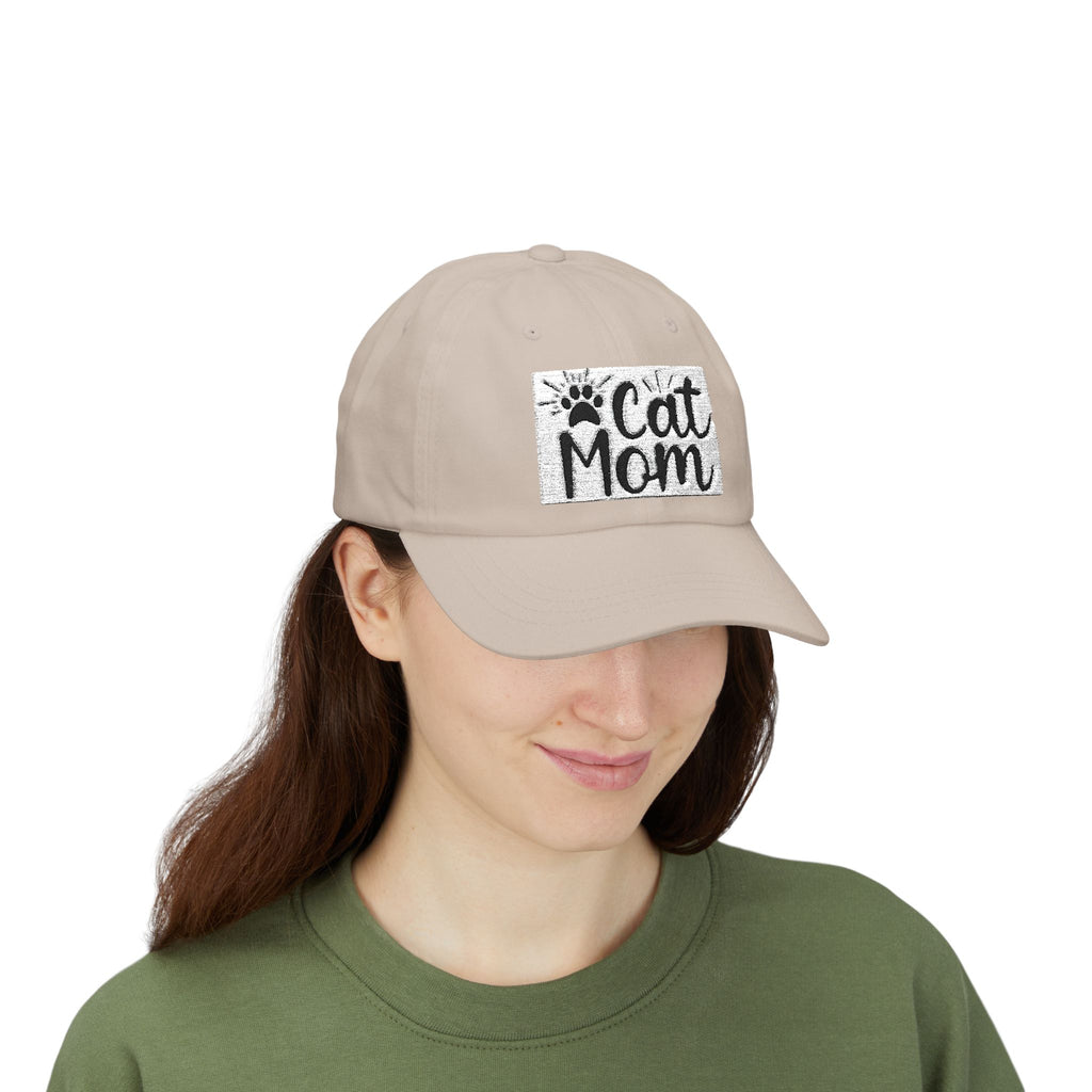 Cat Mom Dad Cap – White Embroidered Cat Mom Baseball Hat