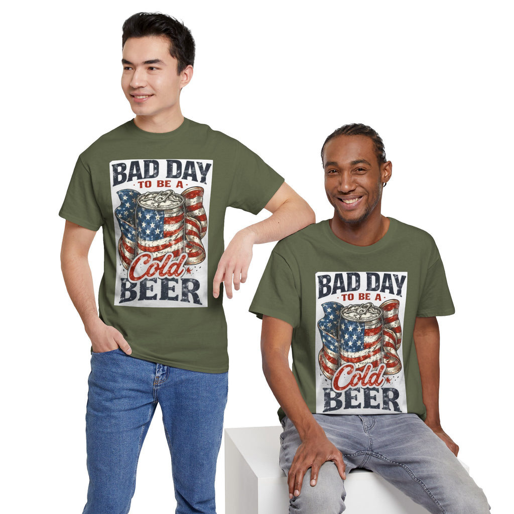 Bad Day to Be a Cold Beer T-Shirt — American Flag Beer Can Graphic Tee