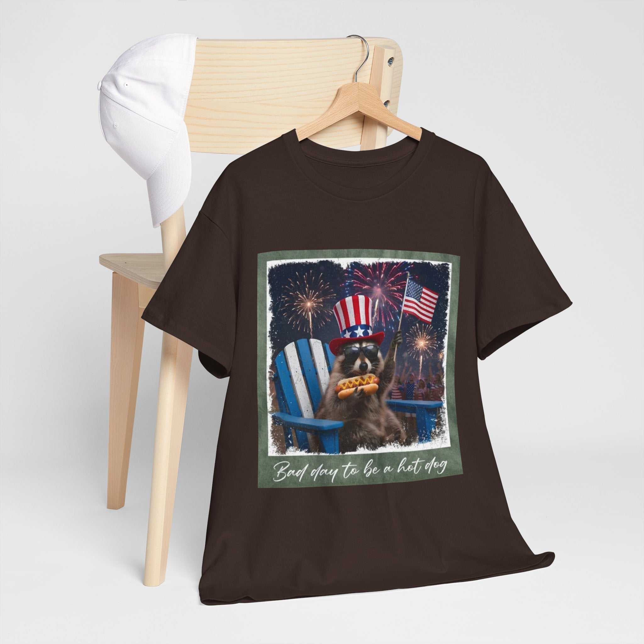 Patriotic Uncle Sam Bear T-Shirt — 'God Spares Us to Be a Hot Dog' 4th of July Tee