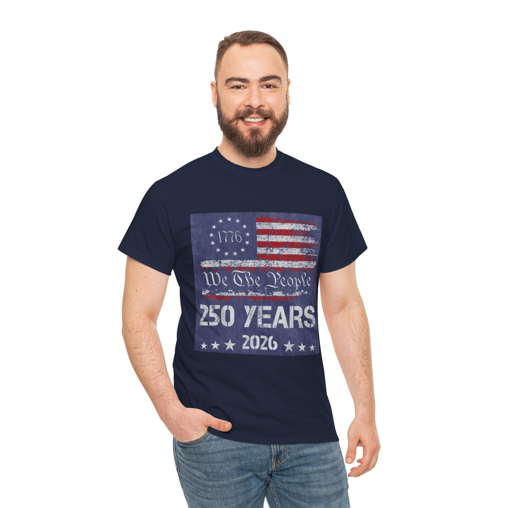 T-Shirt — Vintage 'We The People 250 Years 2026' Patriotic American Flag Tee